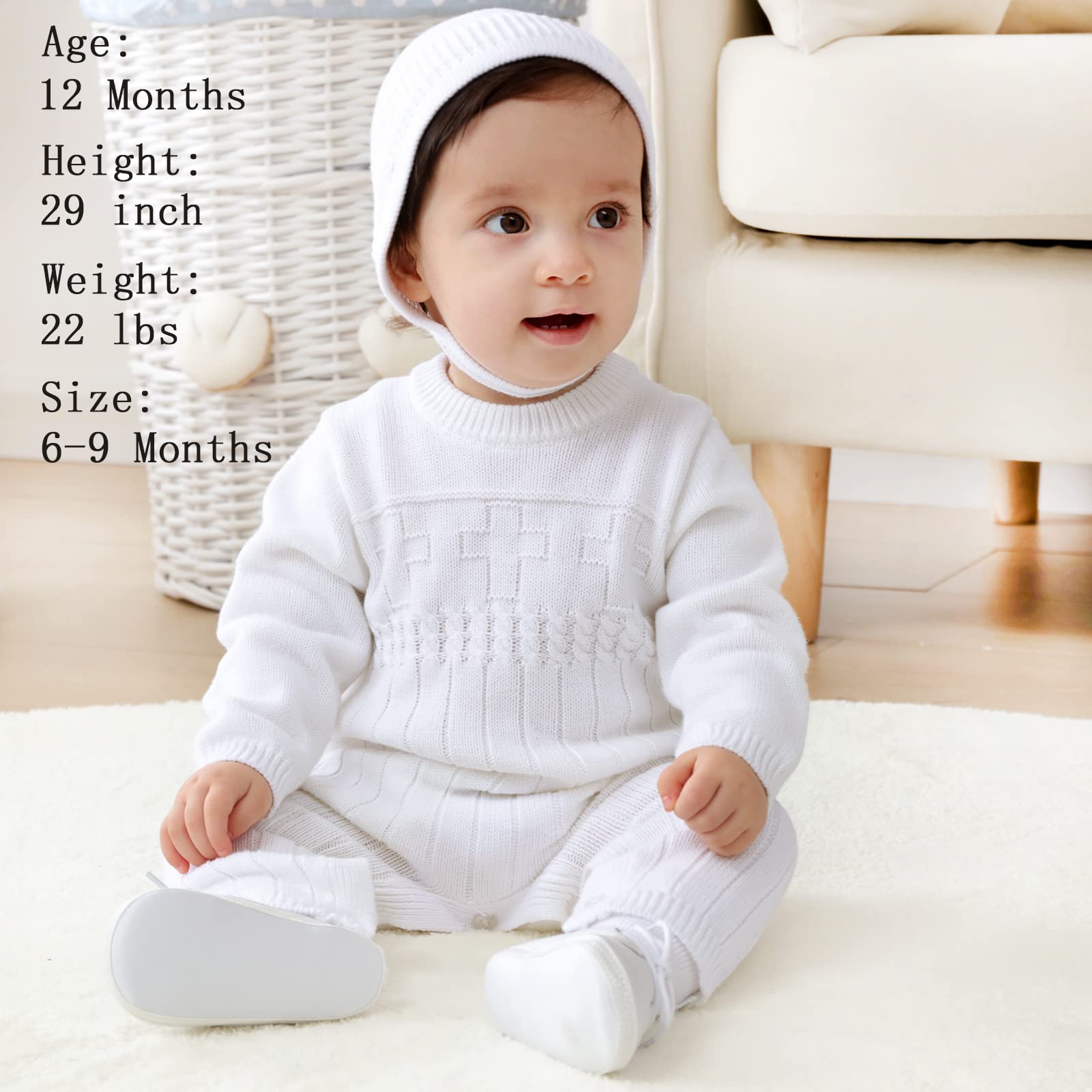 Booulfi Baby Boy's Christening Baptism Outfit Suit with Hat & Cross Detail - Perfect for Christening, Baptism, First Communion & Special Occasions