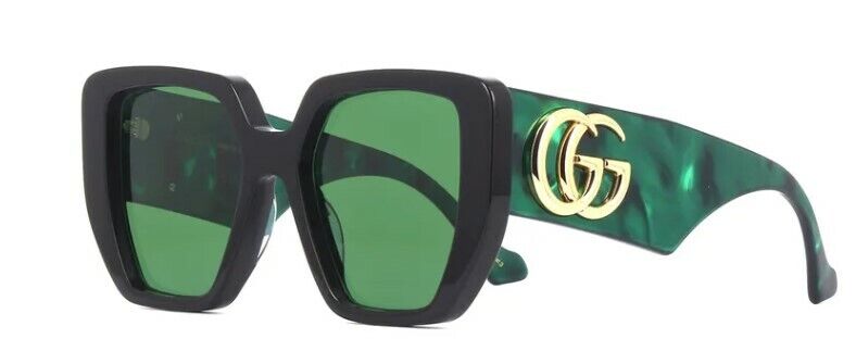 Gucci GG 0956S 001 Black & Green Oversized Geometric Sunglasses for Women - Fashionable UV Protection Shades for Beach, Driving & Summer Outfits