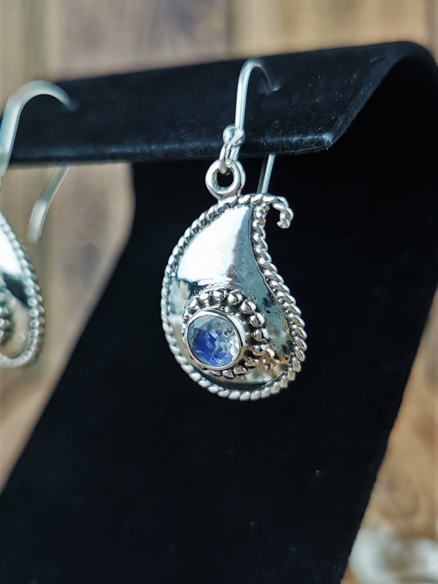 Exquisite Boteh Drop Moonstone Earrings – Handmade Sterling Silver Dangle Earrings for Women | Perfect for Weddings, Parties & Special Occasions
