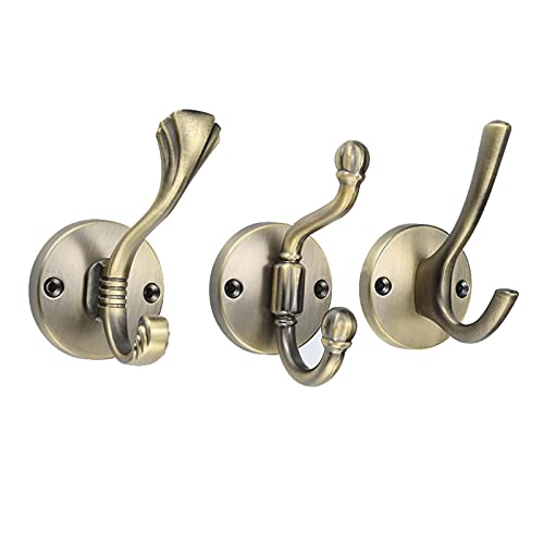 3 Pack Antique Wall Mounted Coat Rack - Heavy Duty Metal Hooks for Bathroom, Wardrobe & Entryway - Vintage Style Wall Hooks for Coats, Hats & Bags | Perfect for Home, Office & Dorm Organization