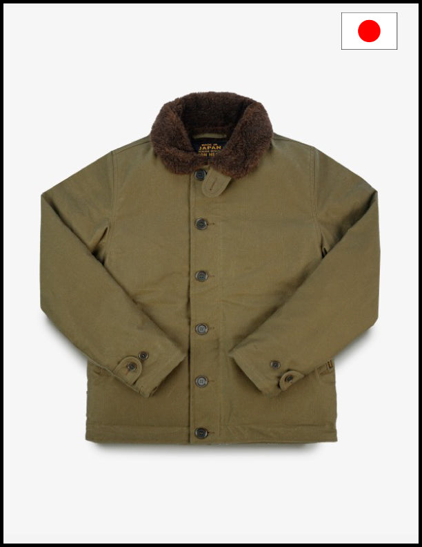 Iron Heart IHM-37 Oiled Whipcord N1 Deck Jacket - Khaki Brown Vintage Military Style Outerwear | Perfect for Cold Weather, Outdoor Adventures & Casual Streetwear Fashion