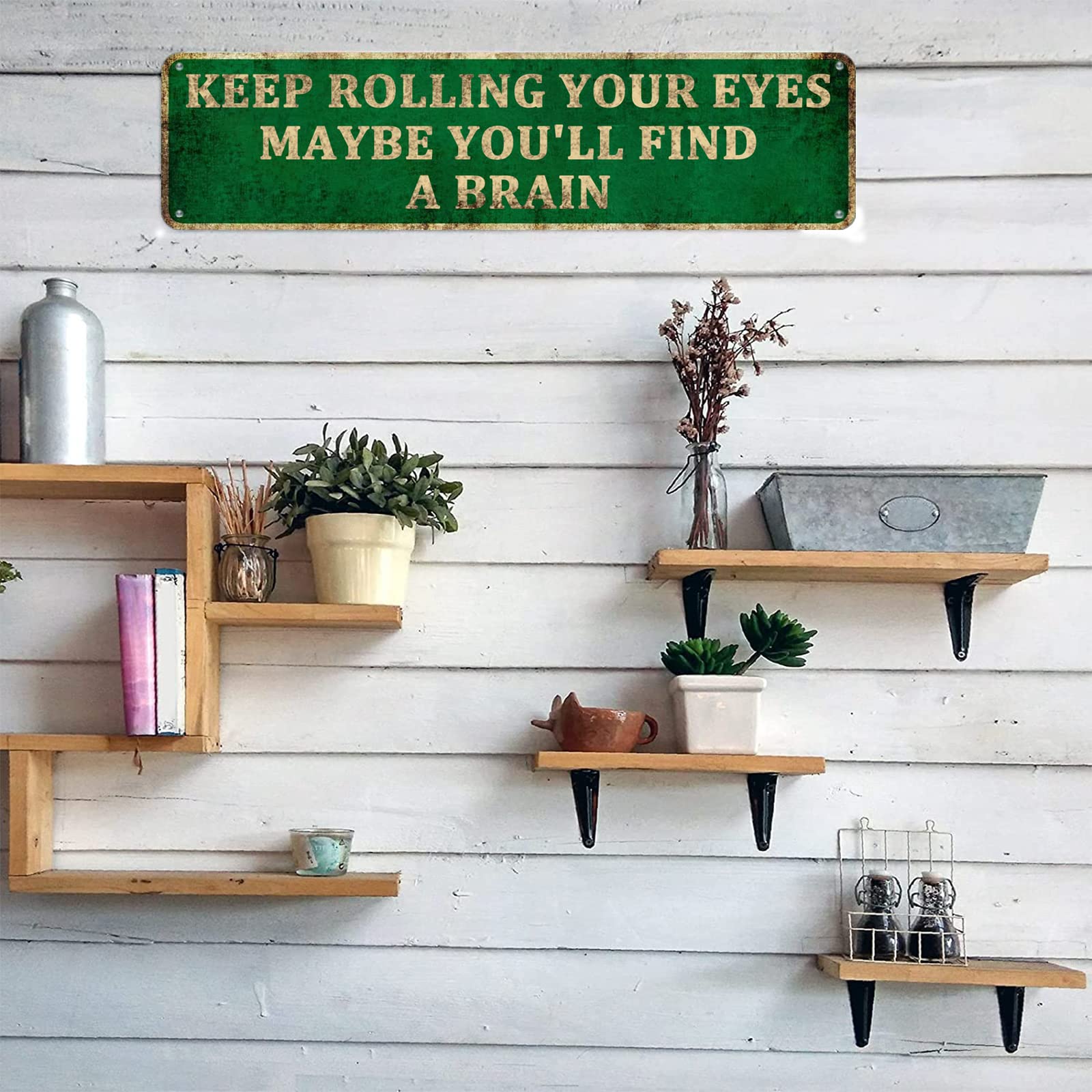 Funny Sarcastic Metal Tin Sign - Humorous Wall Decor for Home, Man Cave & Bar - 'Keep Rolling Your Eyes' 4x16 Inch - Perfect for Garage, Pub & Game Room Decor
