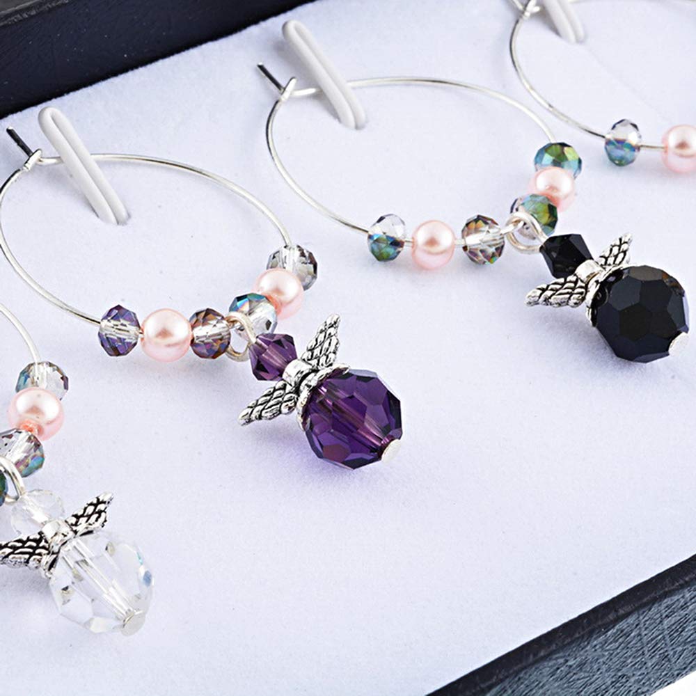 Gresunny 6-Pack Wine Glass Charms - Elegant Wine Glass Marker Rings with Gift Box for Christmas Party, Bridal Shower, Bachelorette & Bar Decorations - Perfect for Holiday Entertaining & Wine Tasting Events