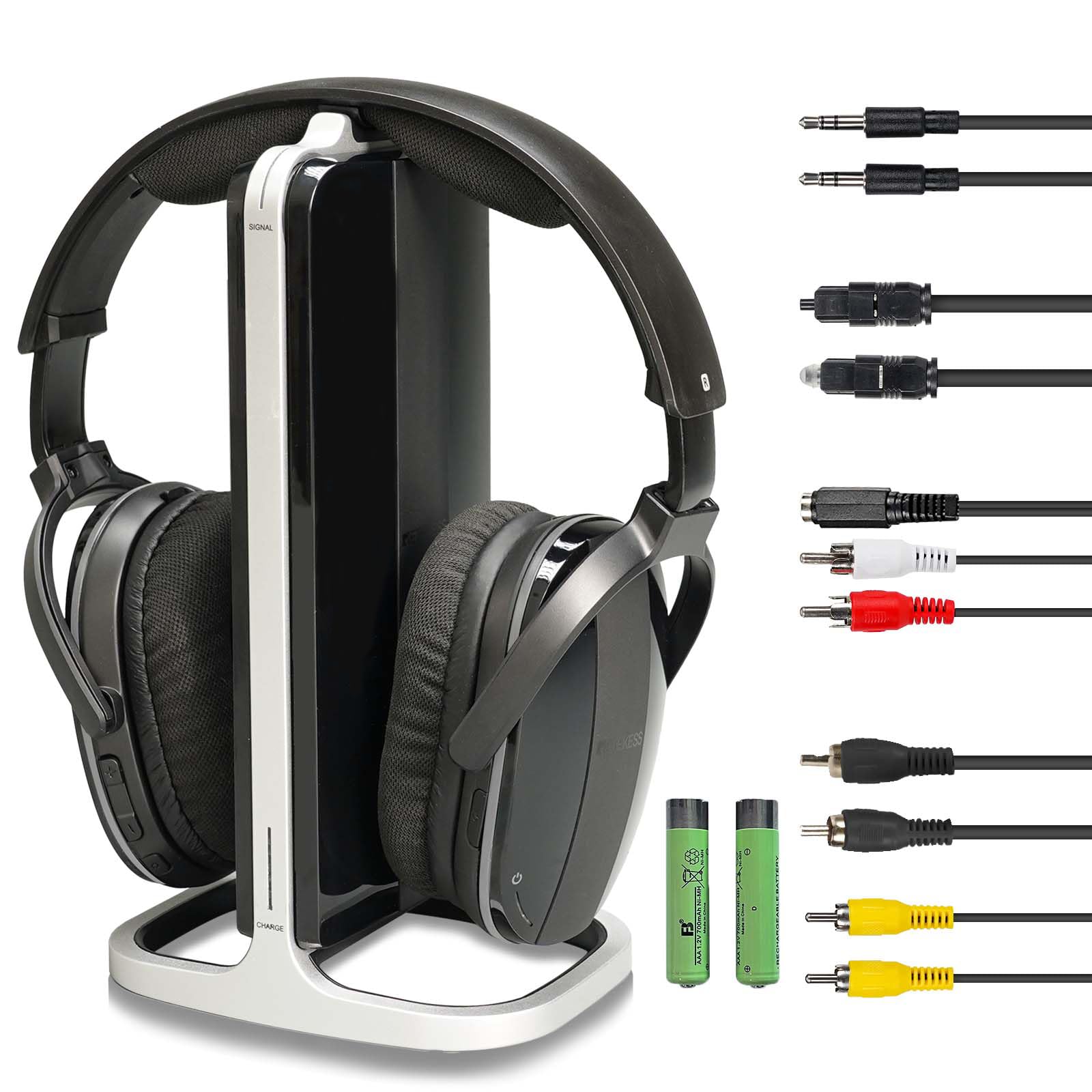 Retekess TA007 Wireless TV Headphones for Seniors - No Audio Delay, Rechargeable with Charging Dock, Compatible with All Smart TVs & Hearing Impaired - Perfect for Late Night Watching & Private Listening