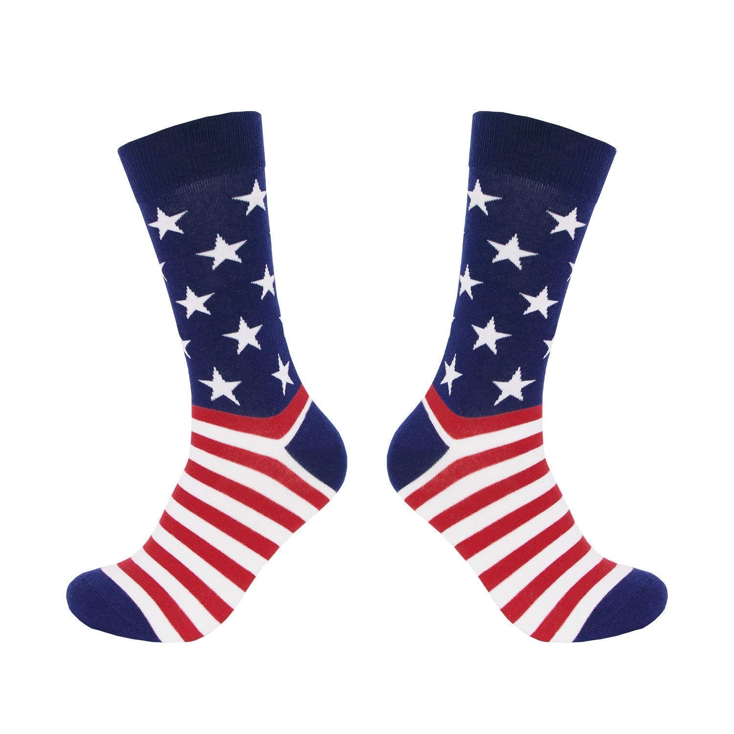 Patriotic American Flag Socks for Men - Red White & Blue Stars & Stripes Design - Comfortable Novelty Crew Socks for 4th of July, Veterans Day & Patriotic Events