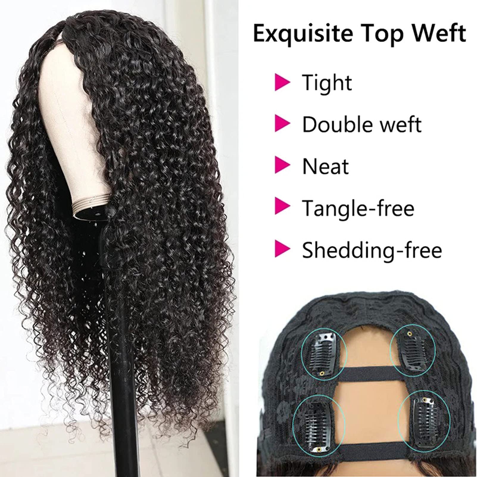 Peruvian Virgin Hair U Part Wig - 22 Inches Kinky Curly Human Hair Wig for Black Women | Natural Color | Perfect for Daily Wear, Parties & Special Occasions