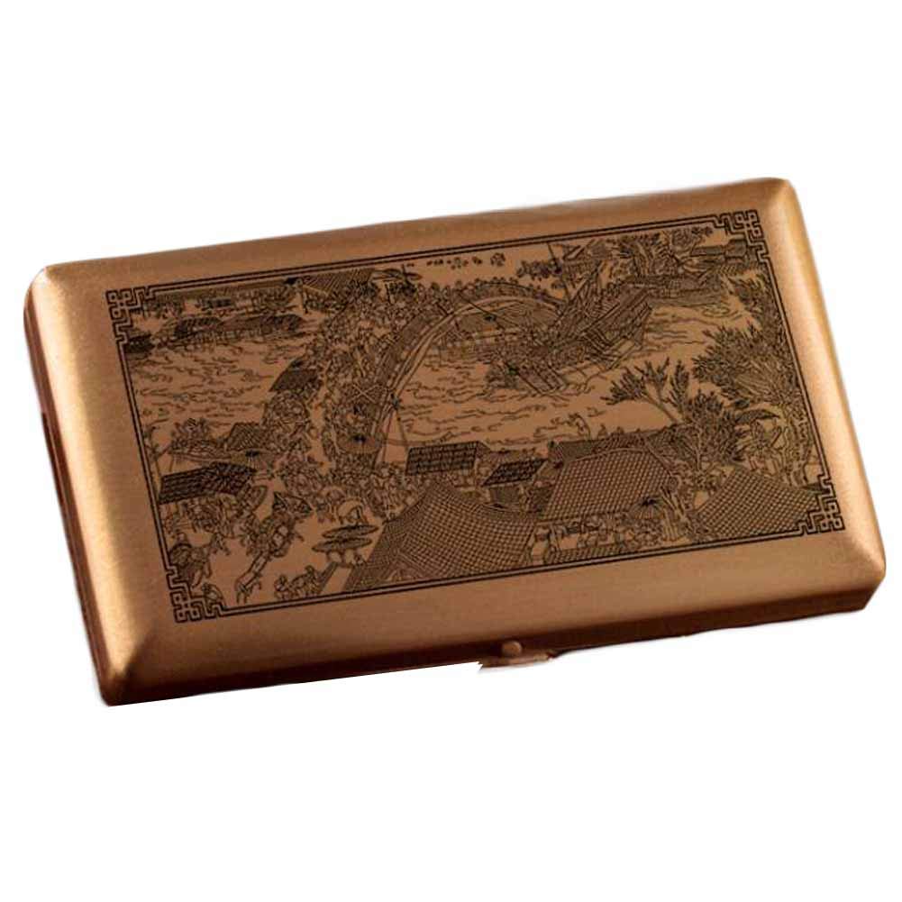 Premium Copper Brass Metal Cigarette Case - Slim Portable Cigarette Holder Box & Card Case - Perfect for Travel, Gifts, and Everyday Carry