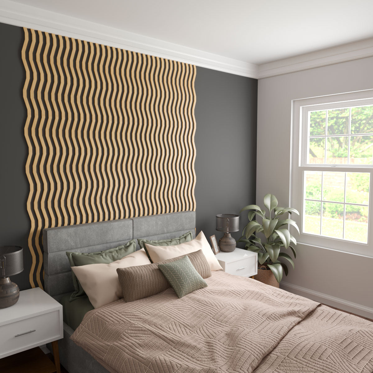 Adjustable Wood Slat Wall Kit - Yukon Modern Acoustic Panel for Home & Office Decor - DIY Room Divider & Soundproofing Solution