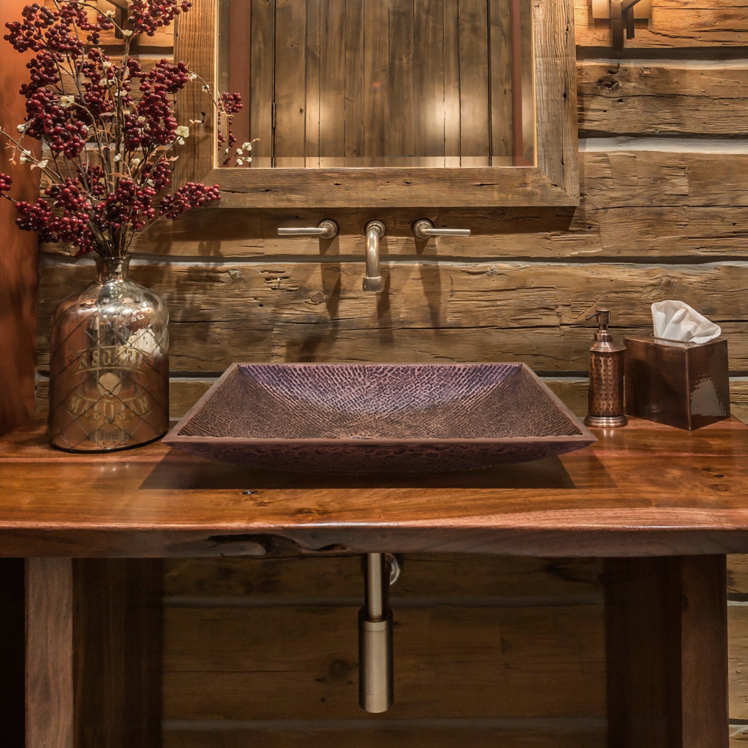 Custom Copper Vessel Bathroom Sink CVS 03 - Handcrafted Hammered Copper Sink for Modern & Farmhouse Bathrooms - Perfect for Vanity, Powder Room, and Luxury Home Decor