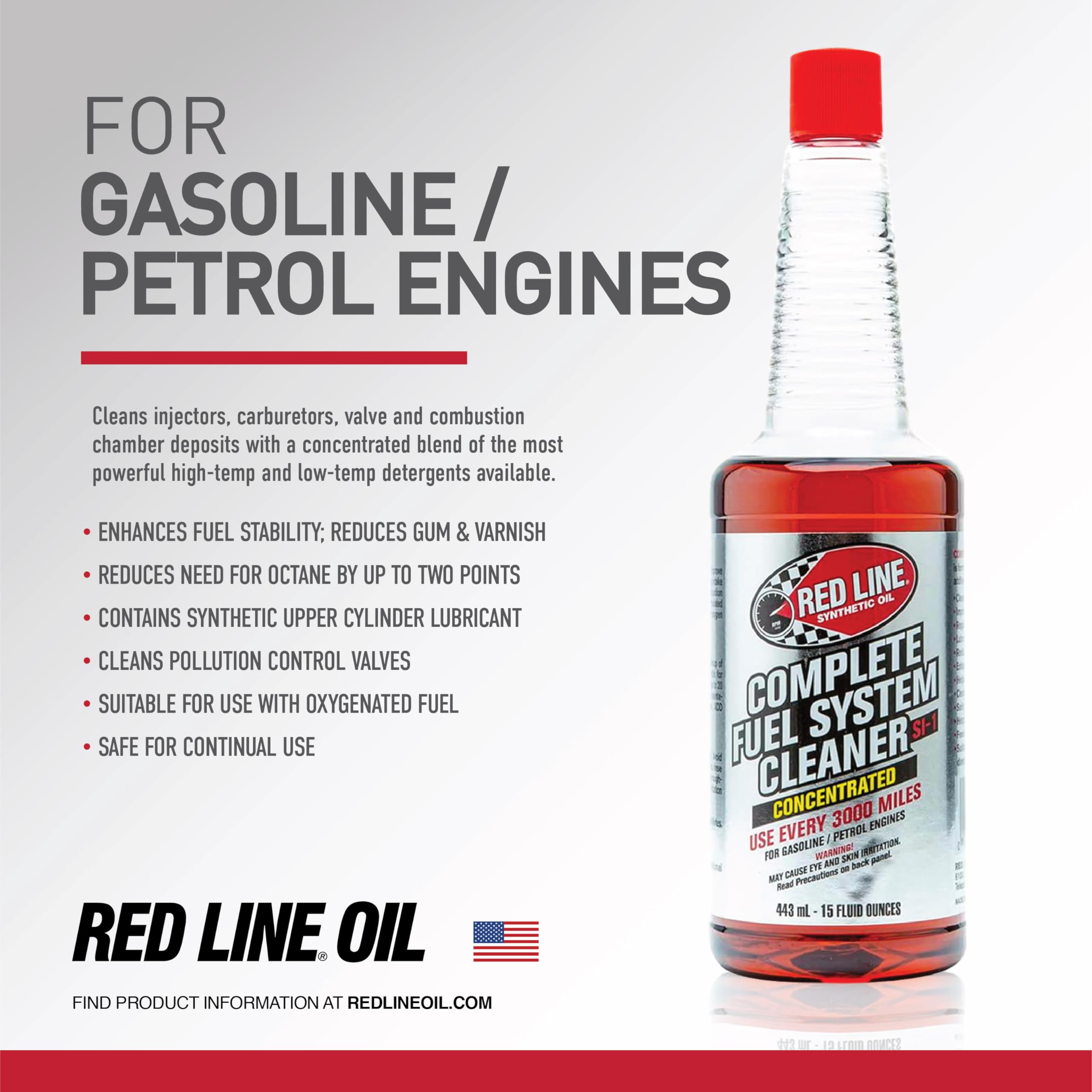Red Line 60103 SI-1 Complete Fuel System Cleaner - 15 oz Bottle | Removes Deposits & Improves Performance | Ideal for Cars, Trucks & Motorcycles