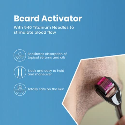 Glowhouse Derma Roller 540 Titanium Needles for Hair Growth & Beard Care - Stimulates Follicles, Reduces Hair Loss | Safe & Effective Hair Regrowth Treatment for Men & Women | At-Home Scalp Therapy for Thicker Hair
