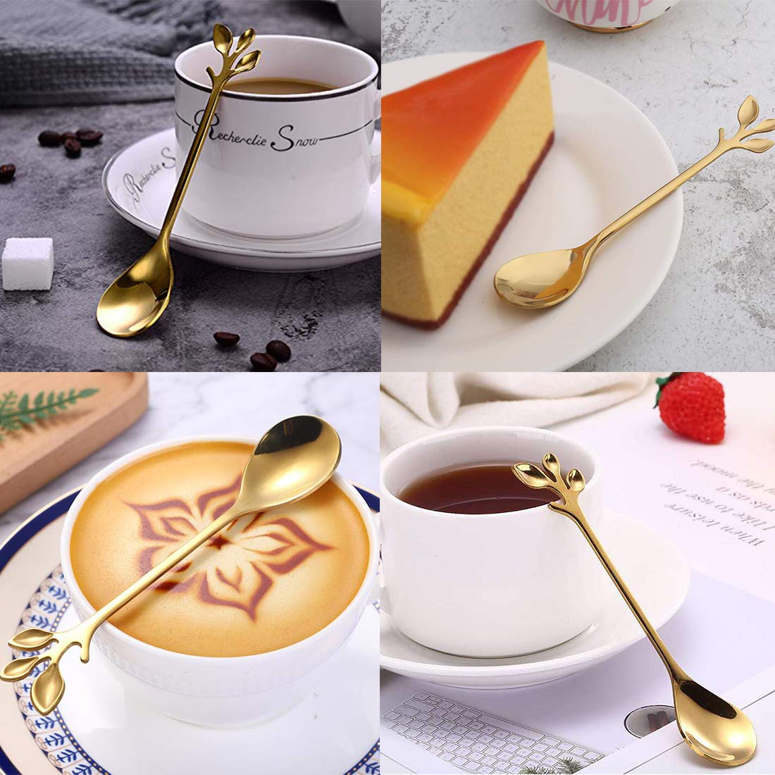 AnSaw 20-Piece Mini Gold Coffee Spoons & Dessert Forks Set, 4.7