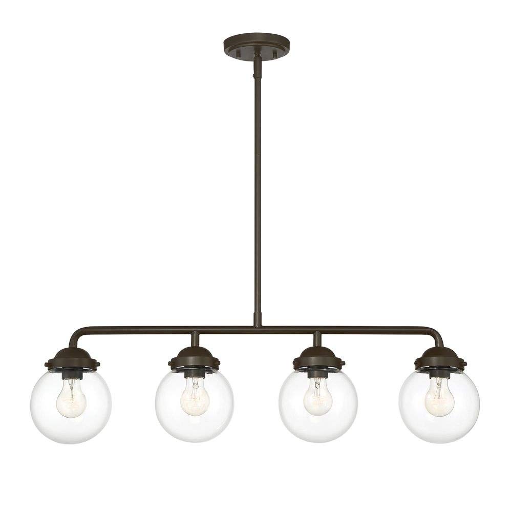 Knoll Designers Fountain 95938-ORB 4-Light Island Pendant Light - Oil Rubbed Bronze Finish with Clear Glass Shades for Kitchen Island, Dining Room or Bar Lighting