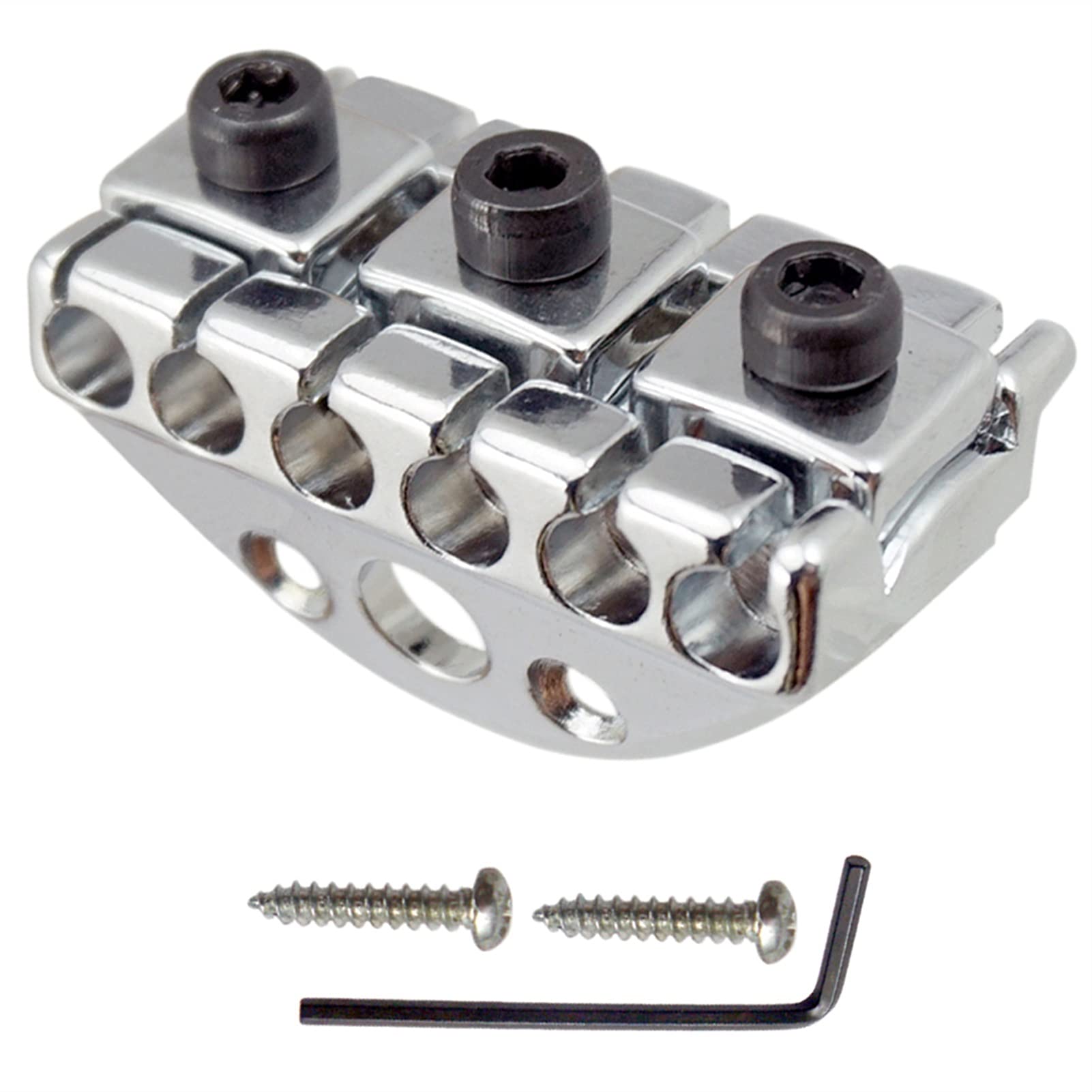 42mm Electric Guitar Bridge Saddle - Locking String Nut & Headless Tailpiece for Electric Guitars (Silver) | Perfect for Guitar Upgrades, Repairs & Professional Performances