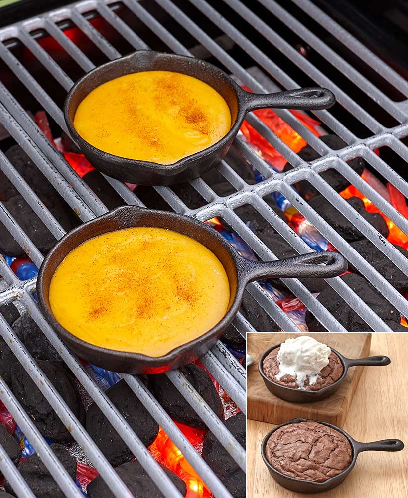 Mini Cast Iron Skillets Set of 2 - Perfect for Single Serving Meals, Desserts & Baking - Ideal for Camping, Breakfast Eggs & Personal Dessert Presentation