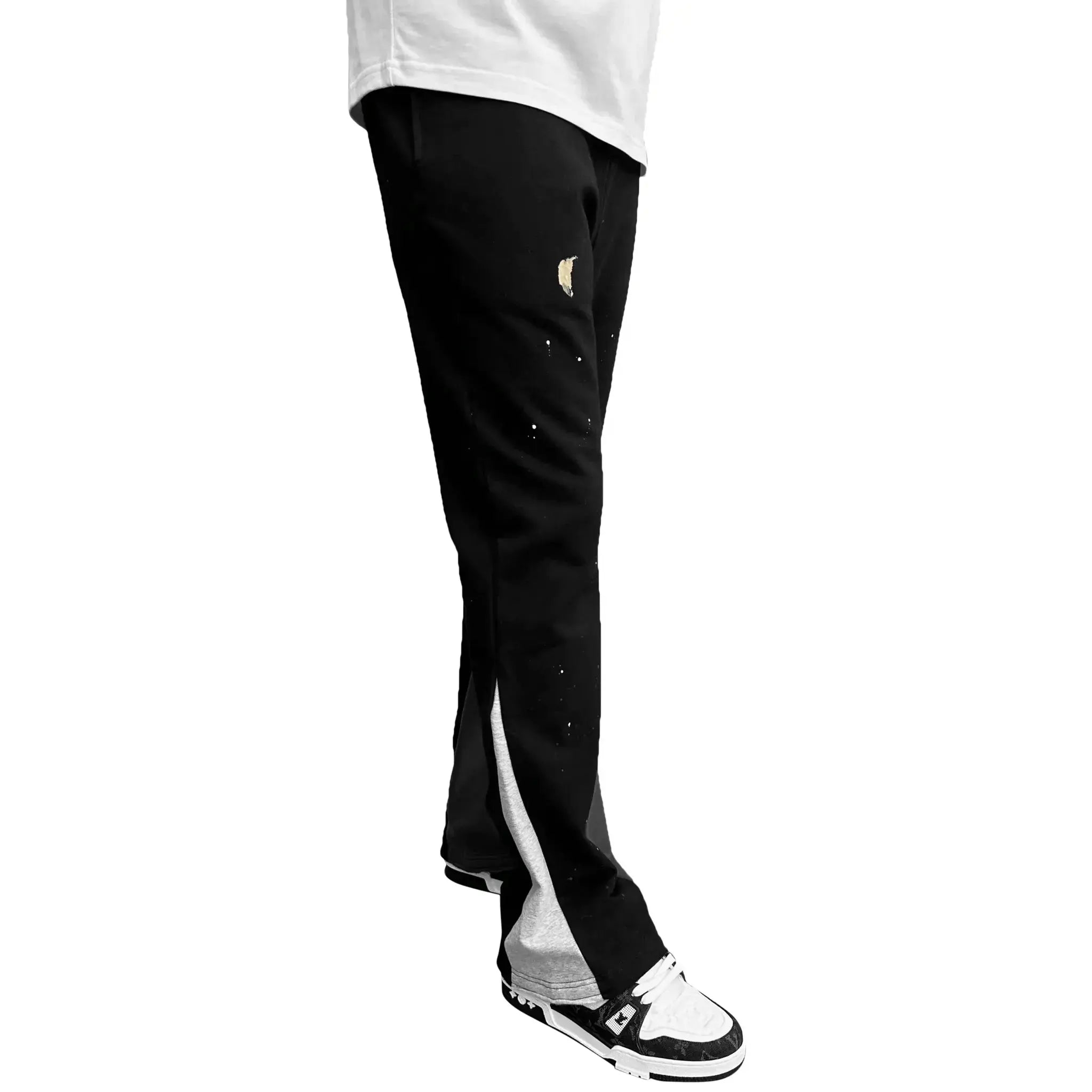 SIARR Flared Joggers for Women - High Waisted Black Paint Yoga Pants with Pockets | Comfortable Lounge Pants for Running, Workout & Casual Wear