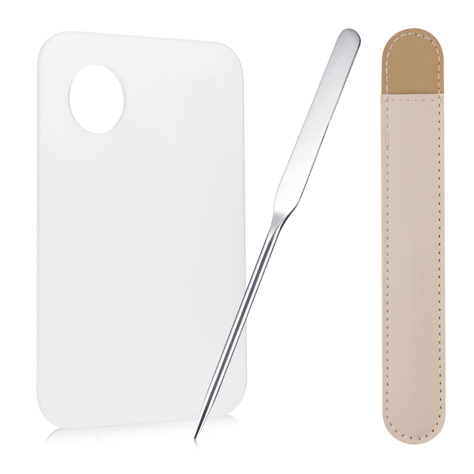 Professional Stainless Steel Makeup Scraper Spatula with Palette - Korean Style Foundation Tool for Makeup Artists & Beauty Lovers - Perfect for Salon, Home & Travel Use