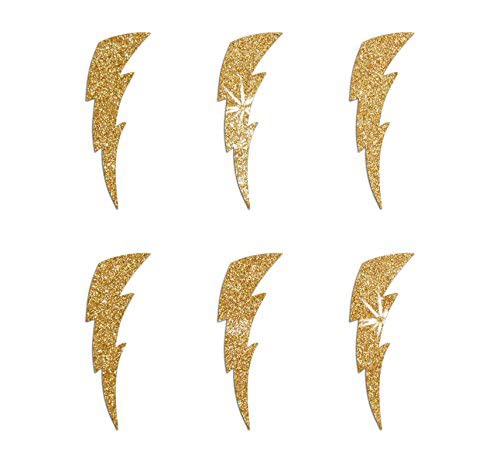 24K Gold Lightning Bolt Self-Adhesive Glitter Stickers for Card Making, Scrapbooking, DIY Crafts - 1 Inch (50 Pack) - Perfect for Birthday Cards, Journals, and Party Decorations