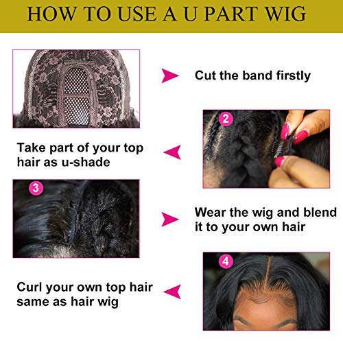 24 Inch 250% Density U Part Wig - Kinky Curly Brazilian Human Hair Wigs for Women | Natural Look & Easy Styling | Perfect for Daily Wear, Parties & Special Occasions