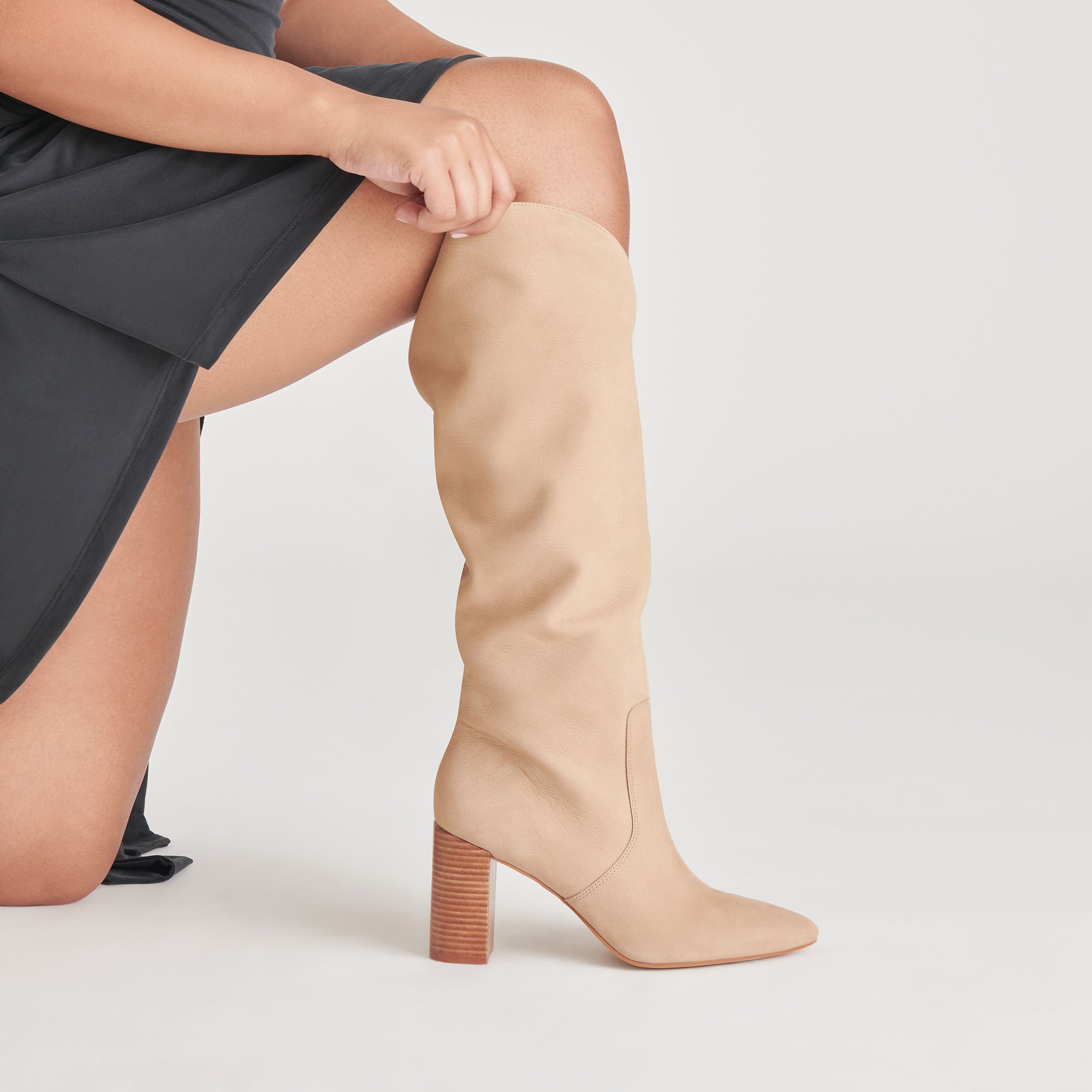 NEDI Wide Calf Boots for Women - Comfortable Dune Nubuck Leather Mid-Calf Boots with Wide Shaft | Perfect for Fall, Winter & Casual Outfits