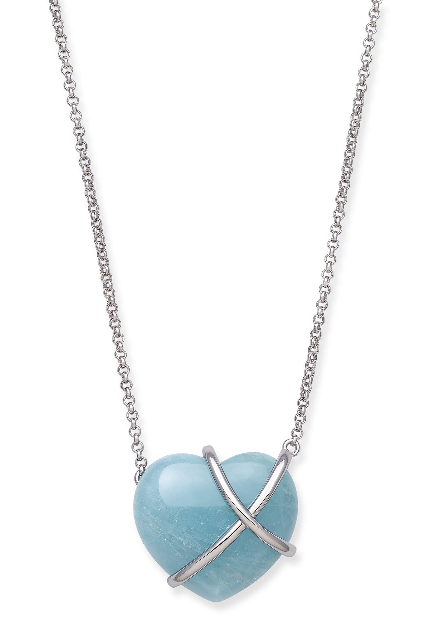Sterling Silver Natural Aquamarine Heart Pendant Necklace for Women - Elegant Jewelry Gift for Birthday, Anniversary & Valentine's Day - Perfect for Everyday Wear & Special Occasions