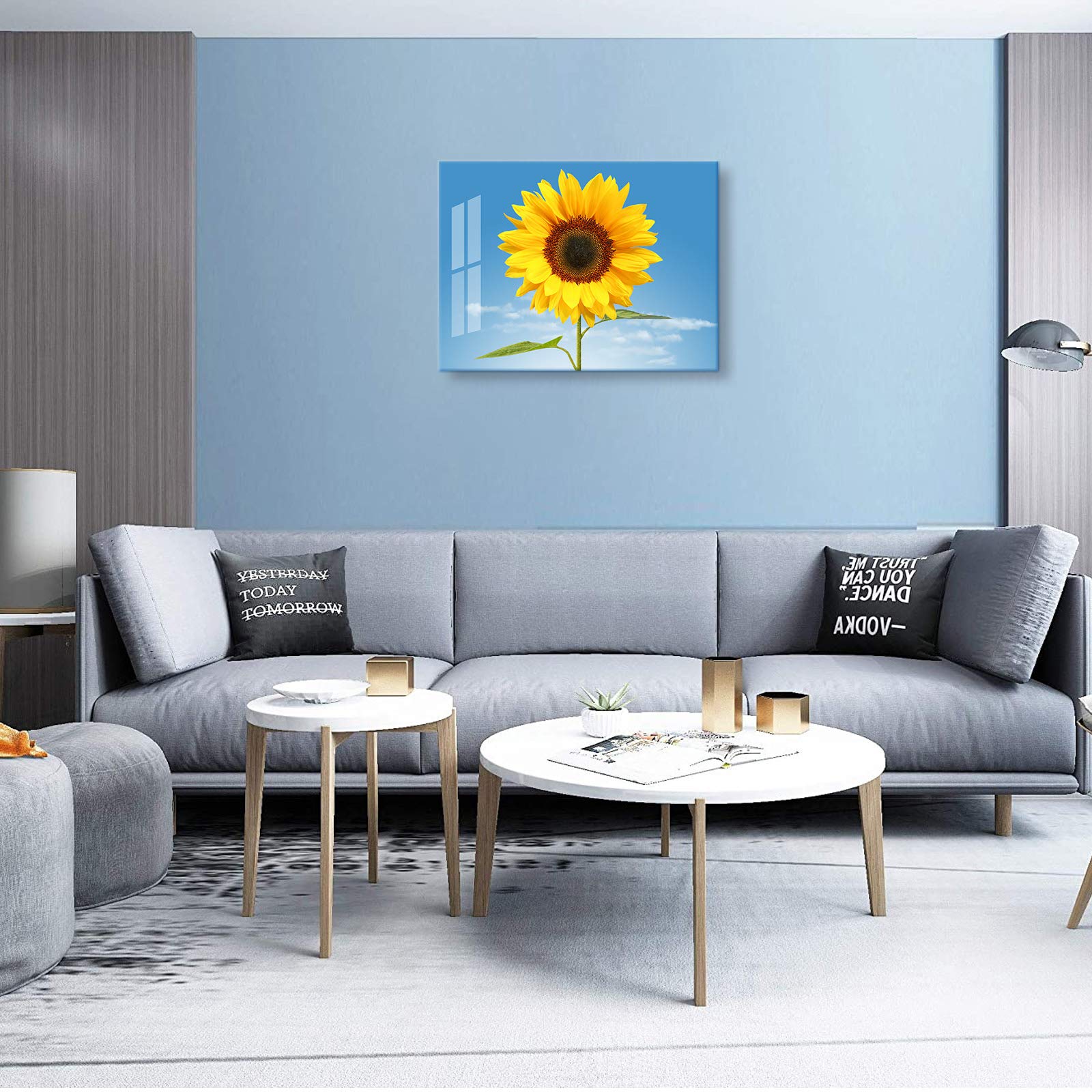 Sunflower Canvas Wall Art - 12x16 Inch Framed Decor for Bedroom & Living Room