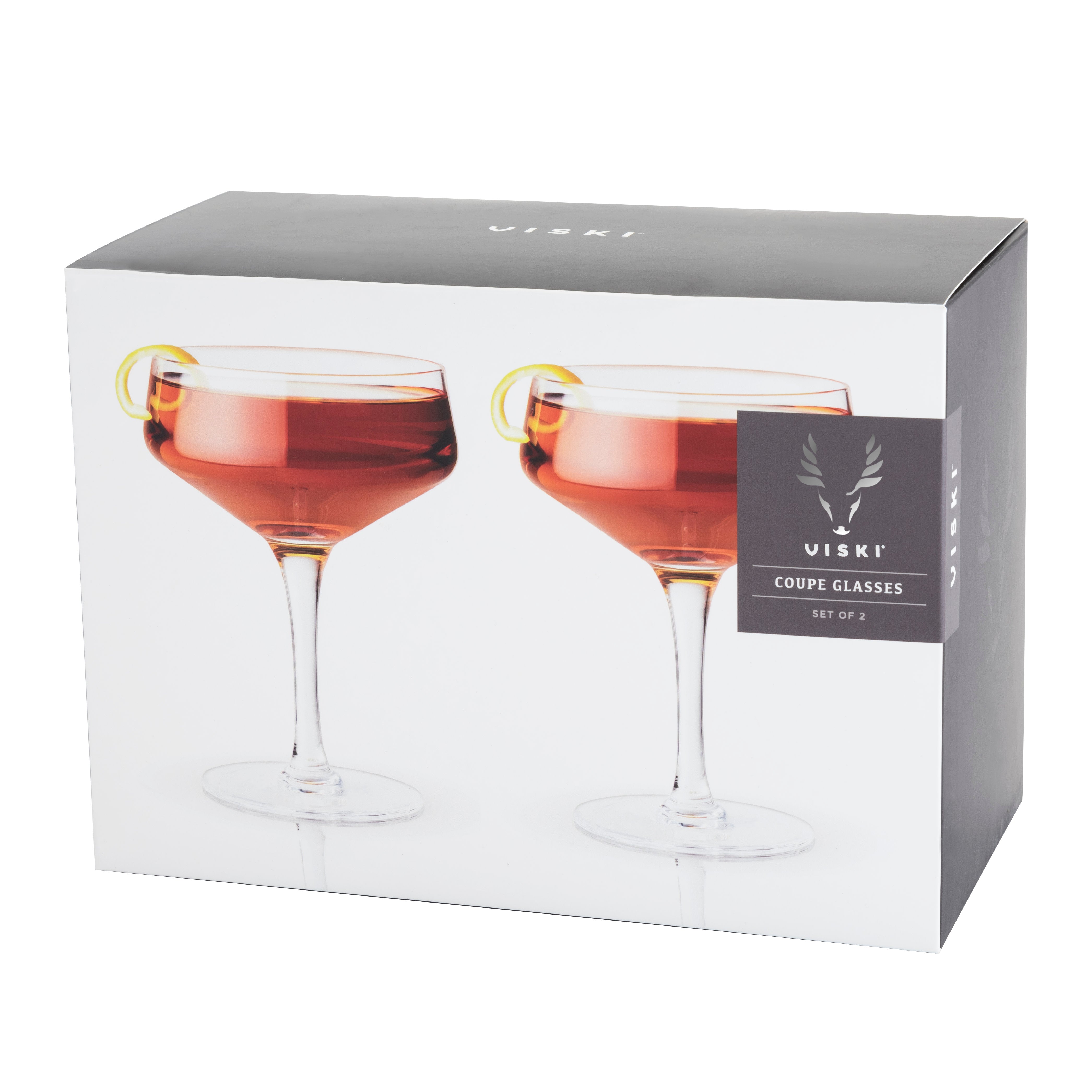 Raye Angled Crystal Coupe Glasses Set of 2 - Elegant Champagne Flutes for Weddings, Parties & Special Occasions