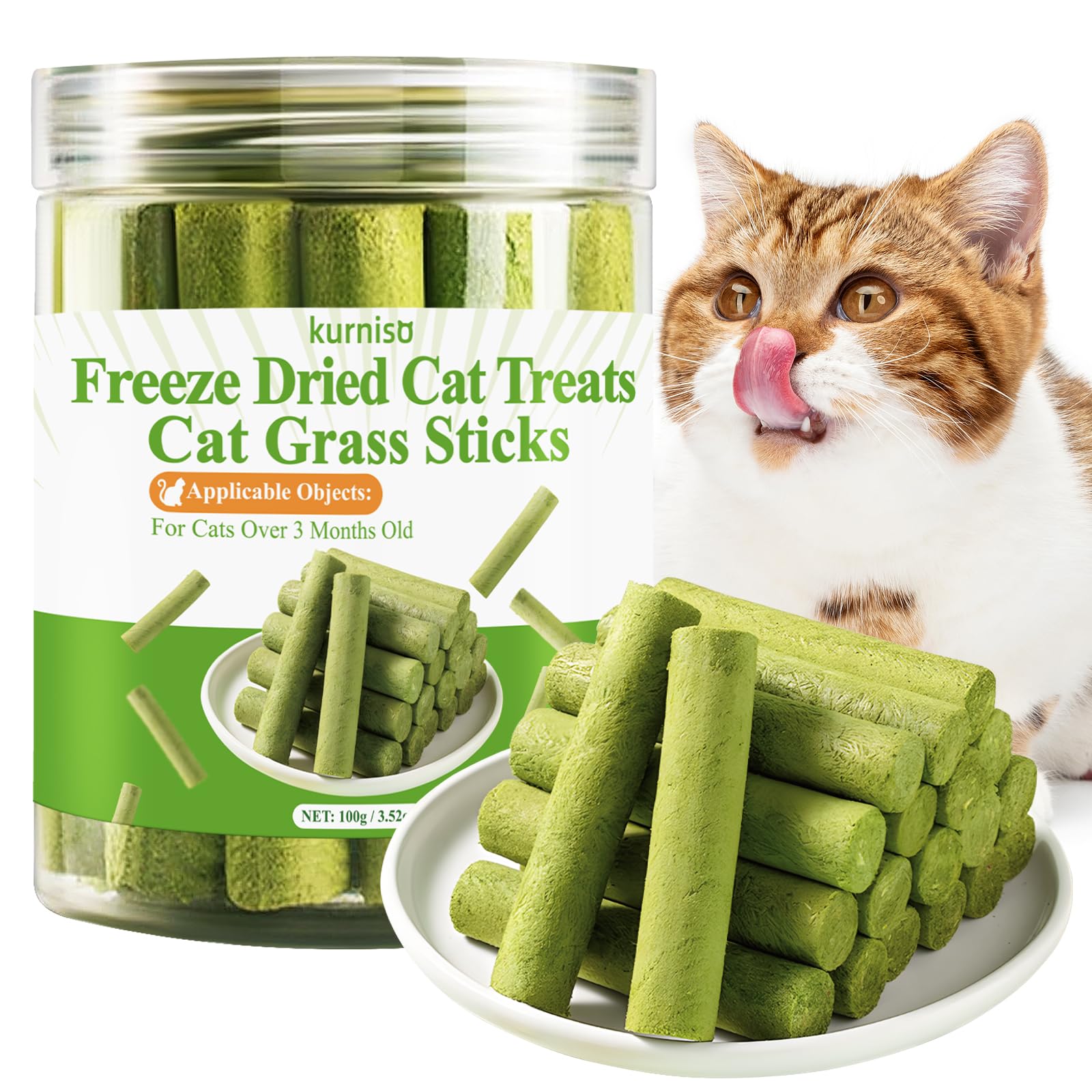 Natural Cat Grass Sticks 100g - Healthy Cat Treats for Hairball Control, Teeth Cleaning & Appetite Stimulation | Catnip-Infused Edible Chew Toys for Indoor Cats & Kittens | Perfect for Playtime, Training & Digestive Health