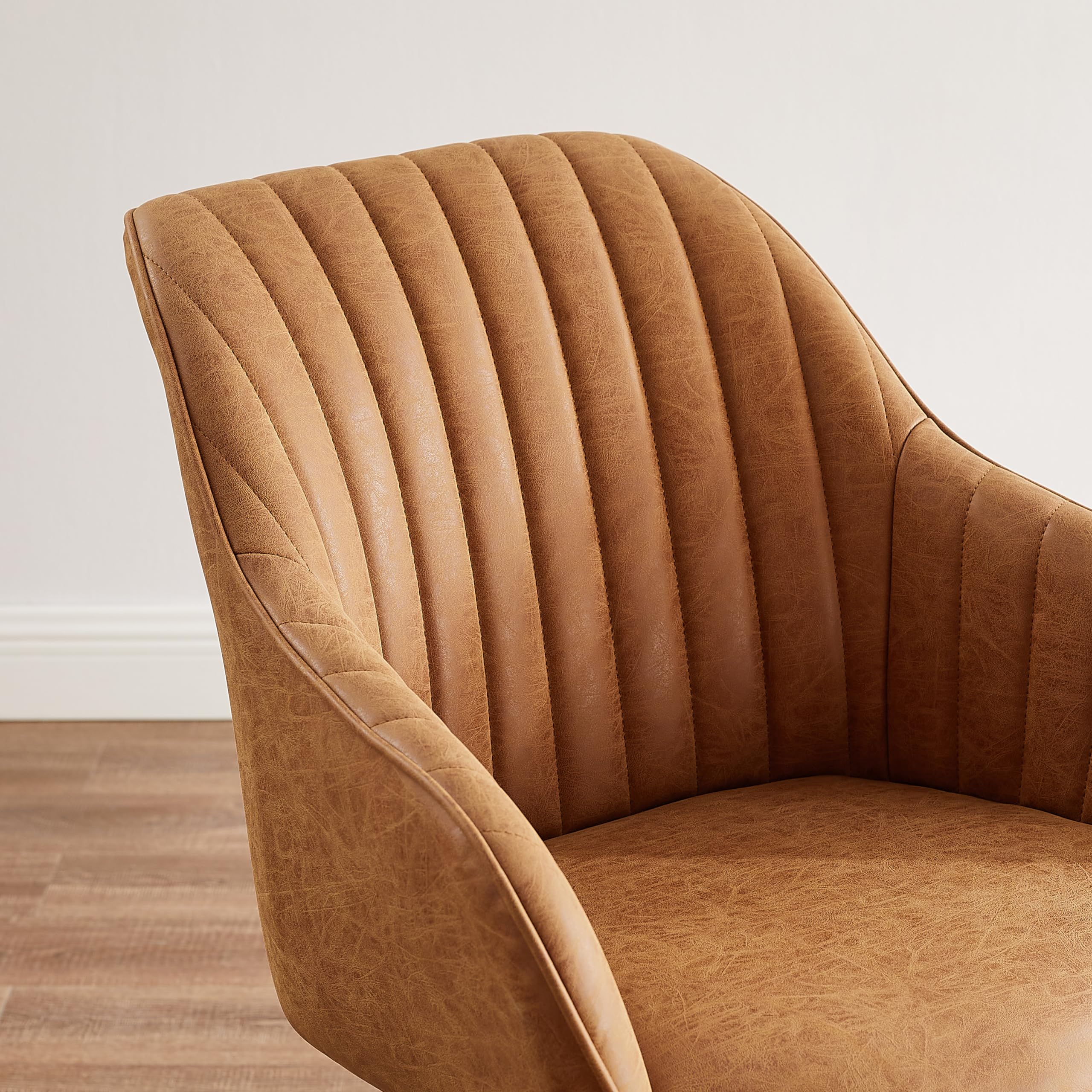 Art Leon Mid Century Modern Dining Chair - Faux Leather Upholstered Swivel Chair with Wooden Legs, Armchair for Dining Room & Living Room - Perfect for Home Decor, Entertaining Guests & Relaxing