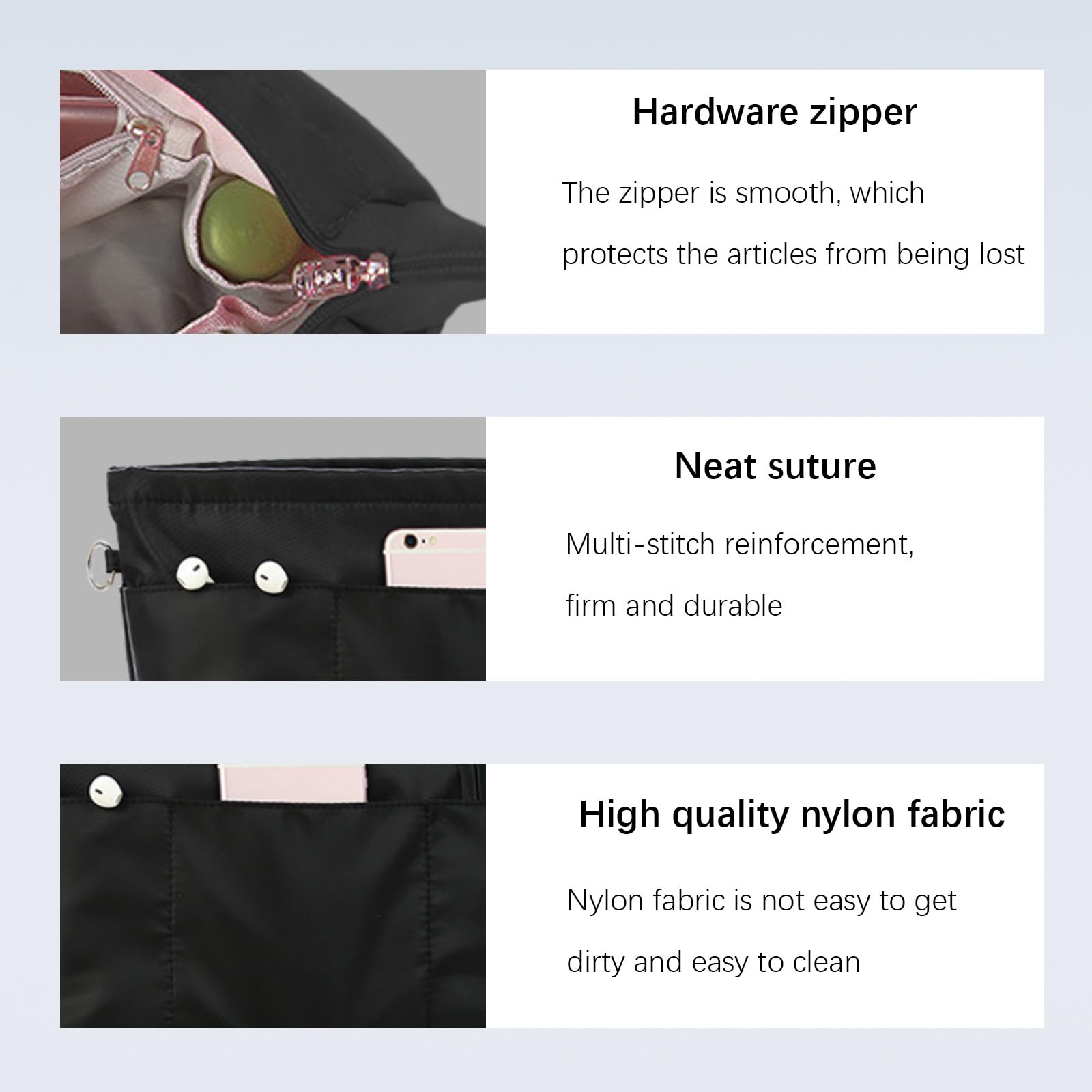 Lckaey Purse Organizer Insert for Neverfull GM MM Graceful PM - On-the-Go Handbag Organizer 3055 Black - Perfect for Travel, Work & Daily Use
