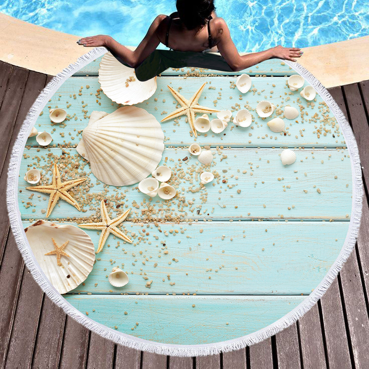 Premium Coastal Round Beach Towel - Soft, Quick-Dry & Sand-Resistant - Perfect for Beach, Pool, Picnics & Outdoor Adventures