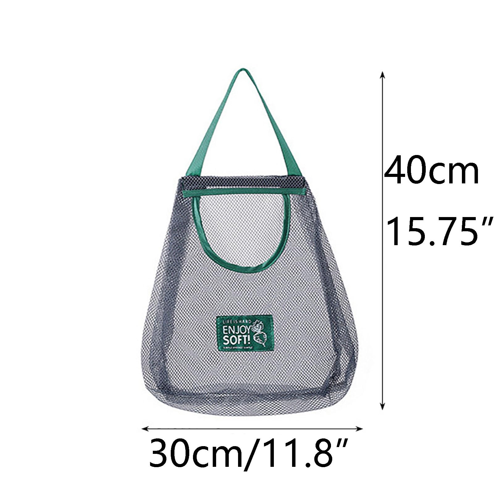 3pcs Reusable Hanging Mesh Produce Bags - Eco-Friendly Breathable Net Storage Bags for Fruits, Vegetables, Garlic, Onions, Potatoes - Perfect for Home Kitchen, RV, Camping & Grocery Shopping - Reduce Plastic Waste