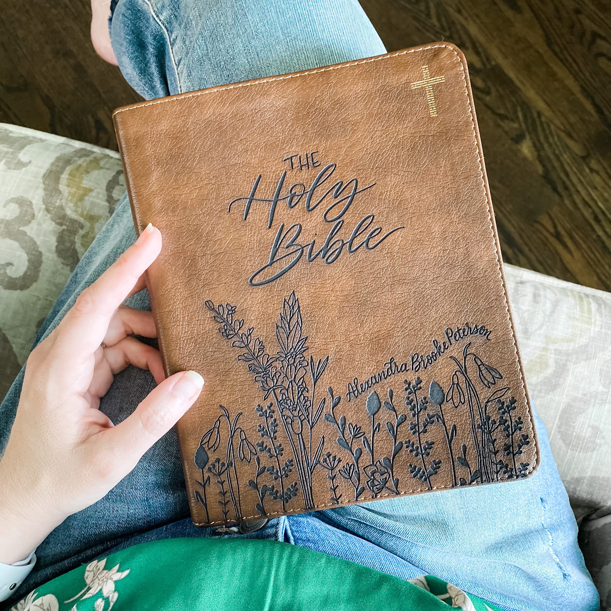Hand Lettered & Laser Engraved NIV Journaling Bible - Personalized Christian Gift with Custom Name Engraving | Perfect for Bible Study, Wedding Gifts & Spiritual Growth