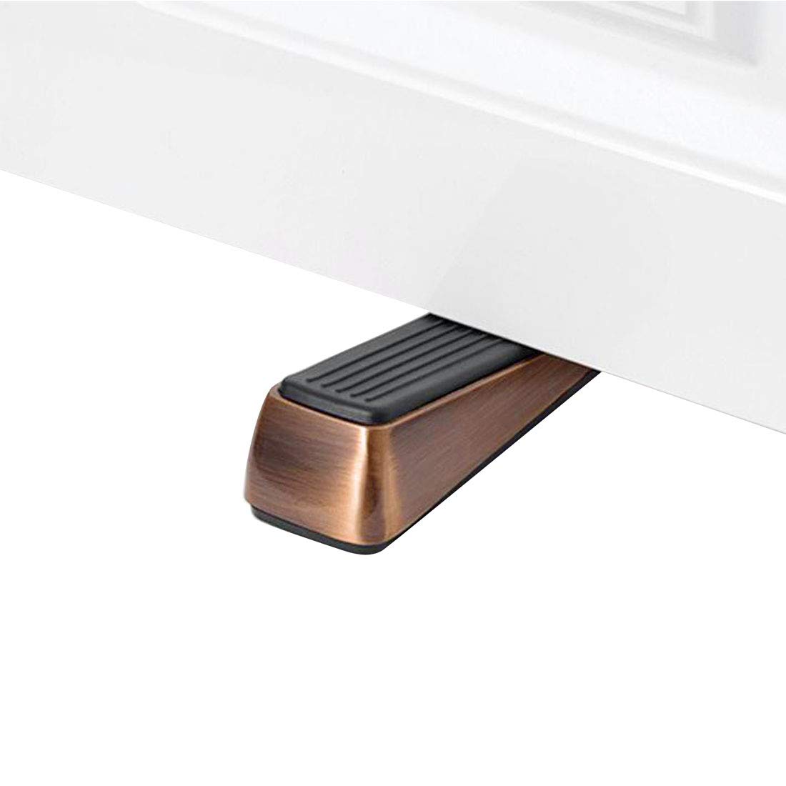 Premium Rubber Door Stopper - Non-Scratching Anti-Slip Wedge Floor Doorstop in Copper Tone for Home & Office Security - Perfect for Bedrooms, Bathrooms, and Sliding Doors