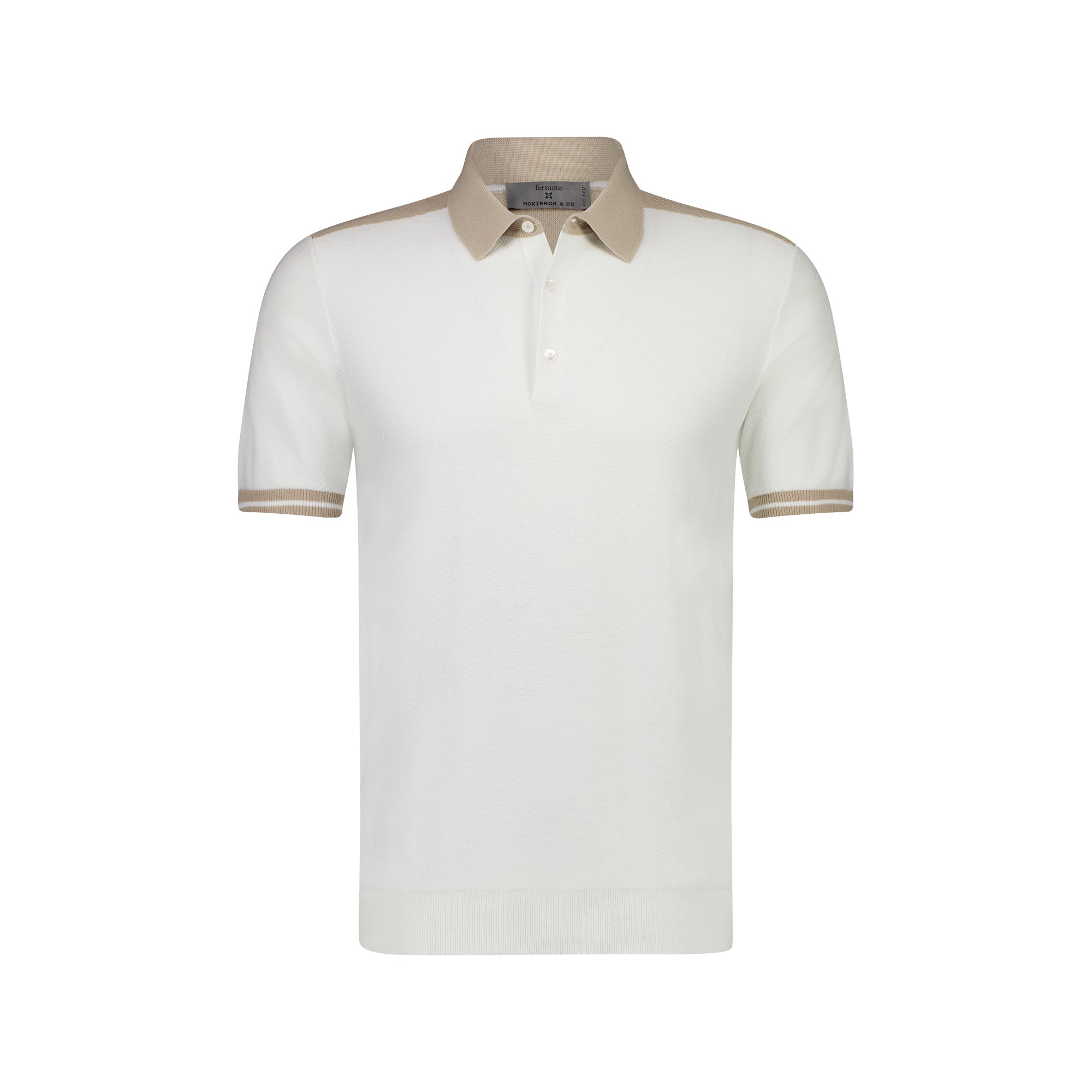 Ferrante Men's Short Sleeve Contrast Polo Shirt - White | Casual & Business Wear | Perfect for Golf, Office & Summer Outings
