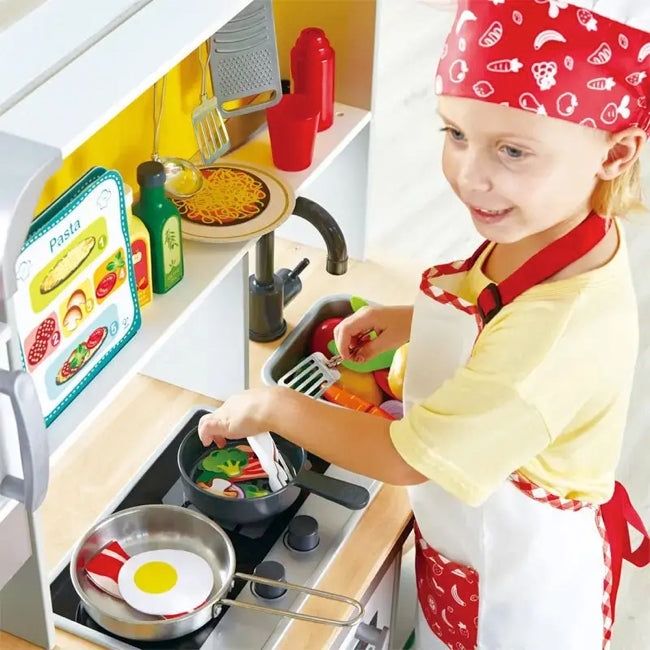 Hape Deluxe Wooden Play Kitchen Set with Fun Fan Stove - Pretend Cooking Toy for Kids, Perfect for Imaginative Play & Role-Playing Games