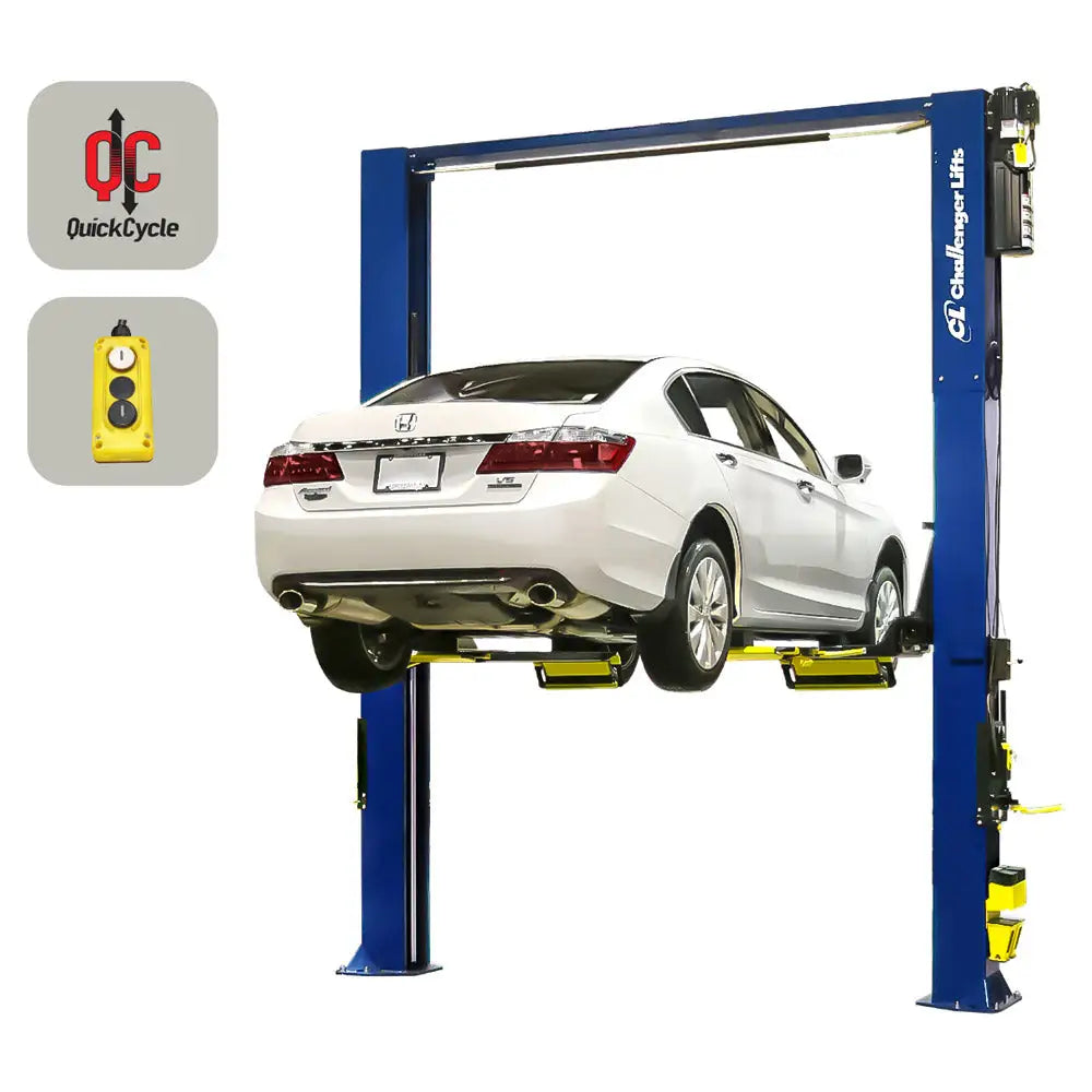 Challenger Quick Cycle 9K 2 Post Car Lift with Drive-On Pad & Dual Pendant Controls - CL10A XP9 DPC QC - Perfect for Auto Repair Shops and Vehicle Maintenance