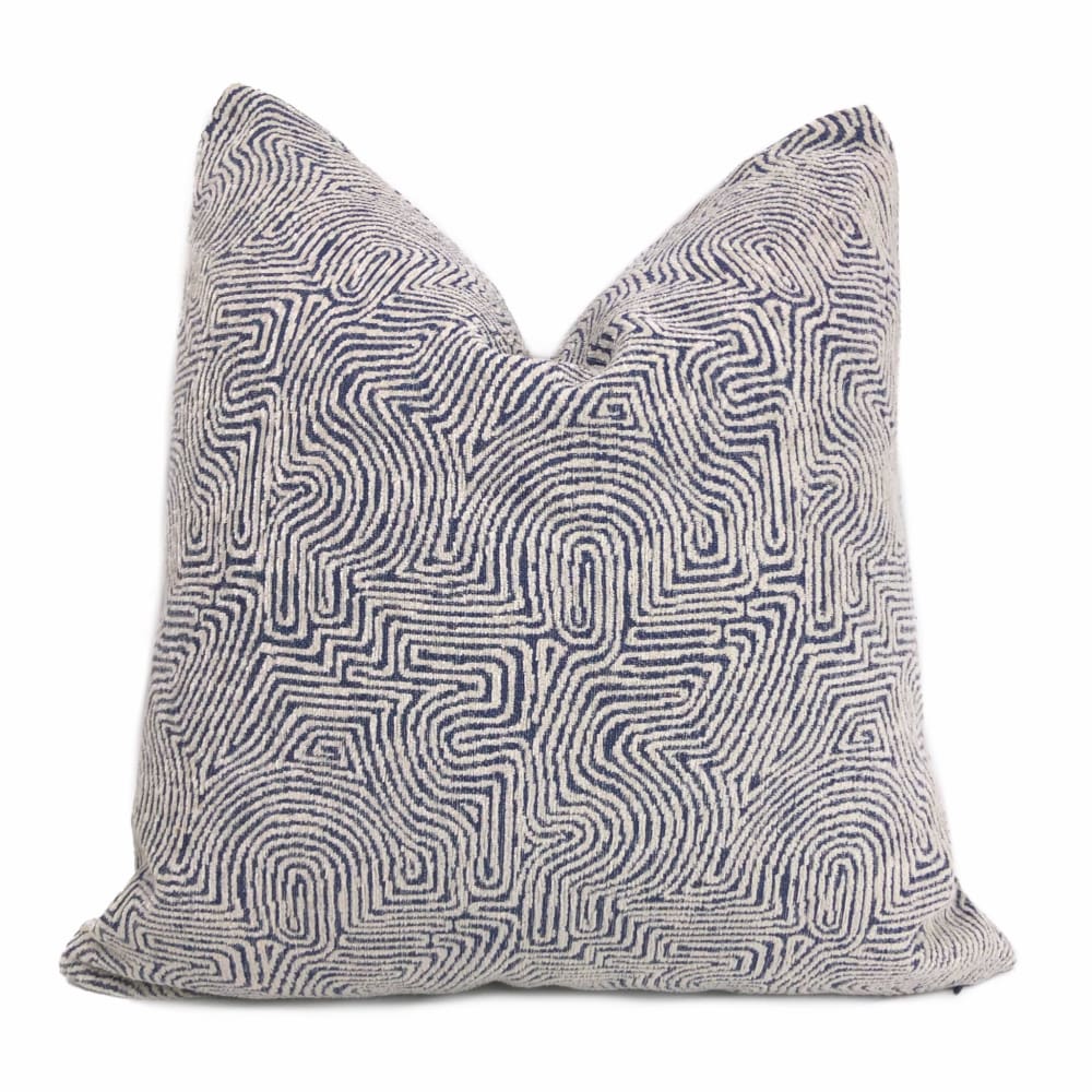 Khandek Blue Tribal Maze Pillow Cover - Bohemian Decorative Throw Pillow Case for Sofa, Bed & Couch - 18x18 Inches Home Decor Accent