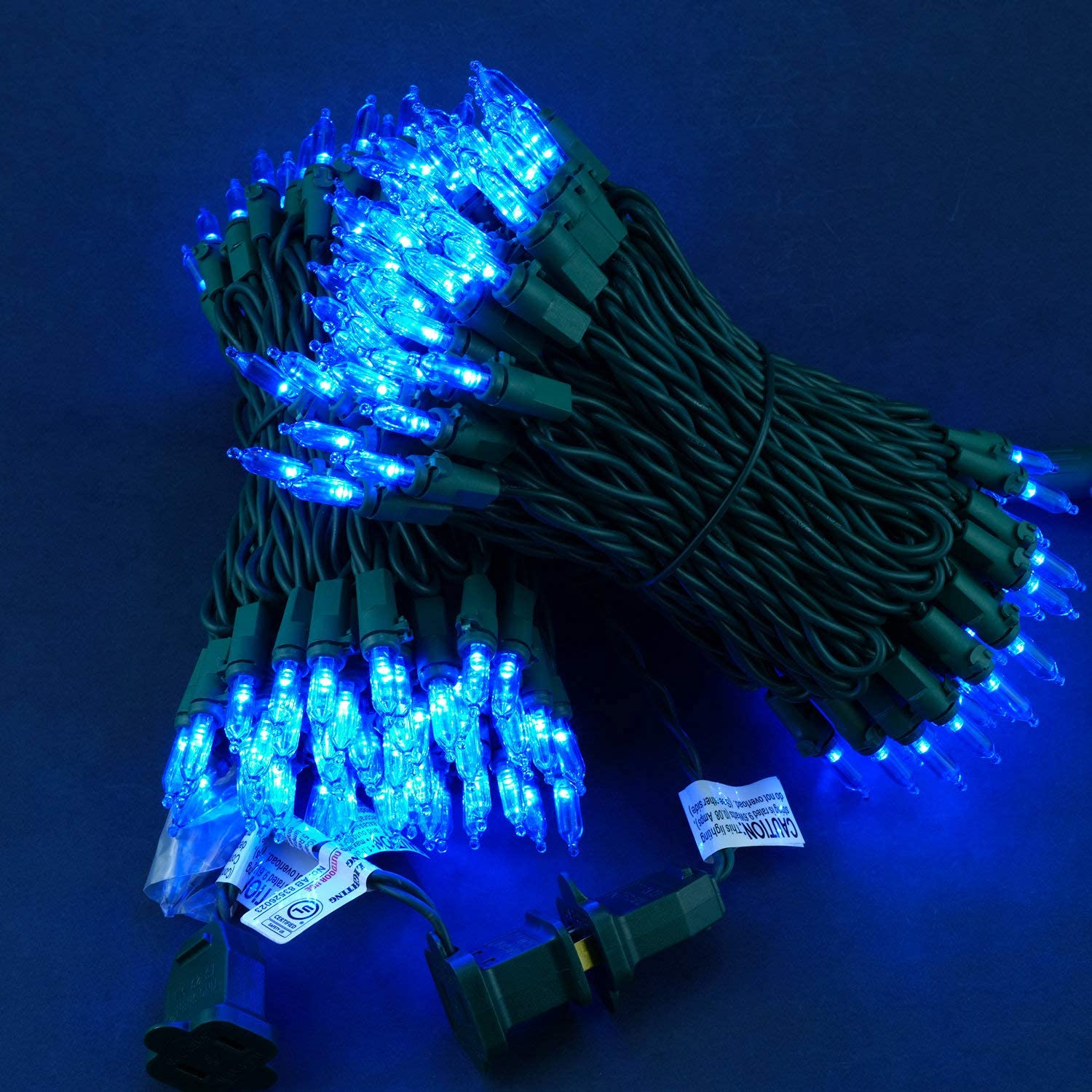 Blue LED Christmas Lights 200 Count (2 Pack) - 25 ft 100 LED Green Wire Mini String Lights for Indoor Outdoor Holiday Decorations, Christmas Tree, Party, Wedding & Home Decor