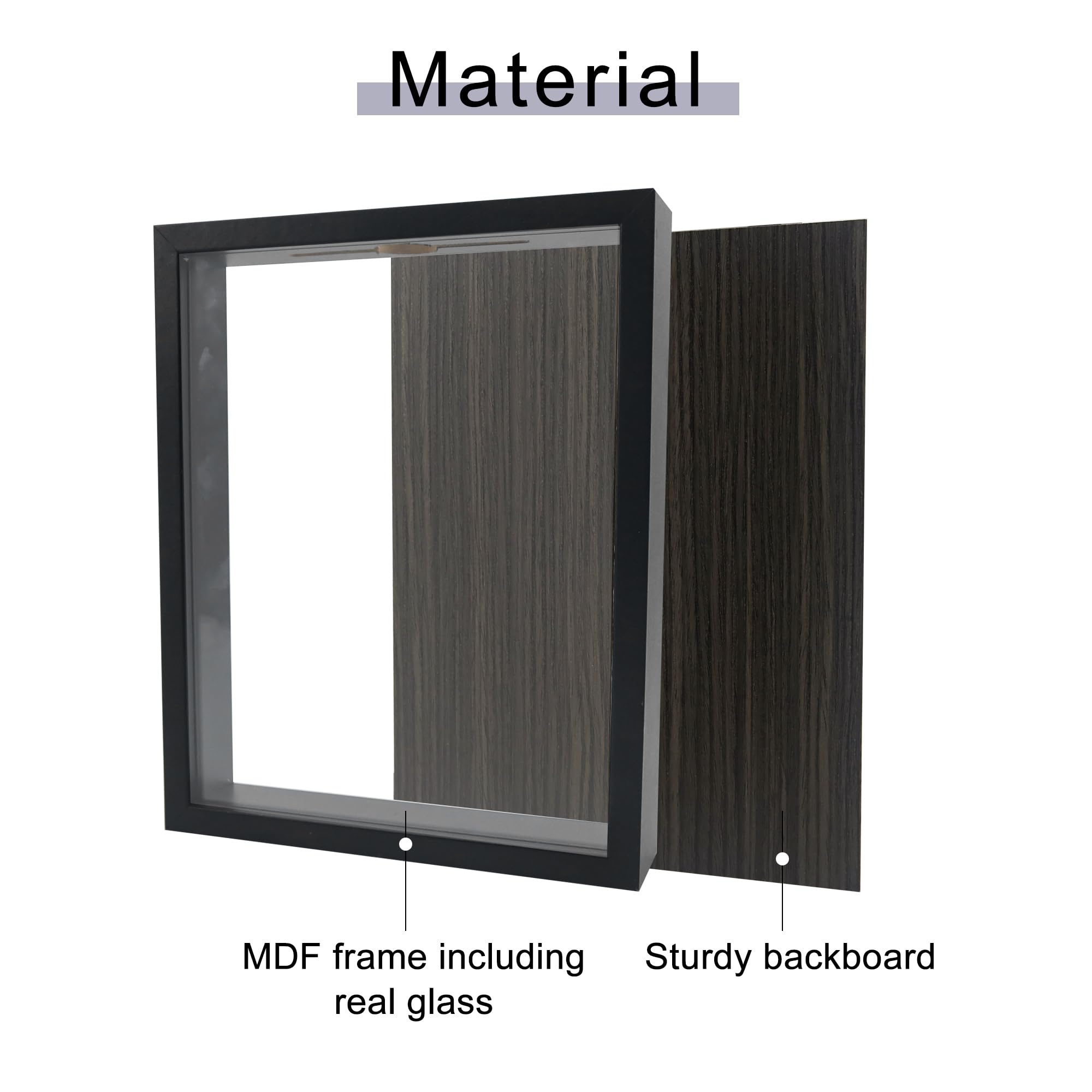 8x10 Wooden Shadow Box Frame with Real Glass - Top Loading Display Case for Wine Corks, Pins, Awards, Medals & Photos - Ready to Hang Home Decor for Office, Living Room & Bedroom Wall Display