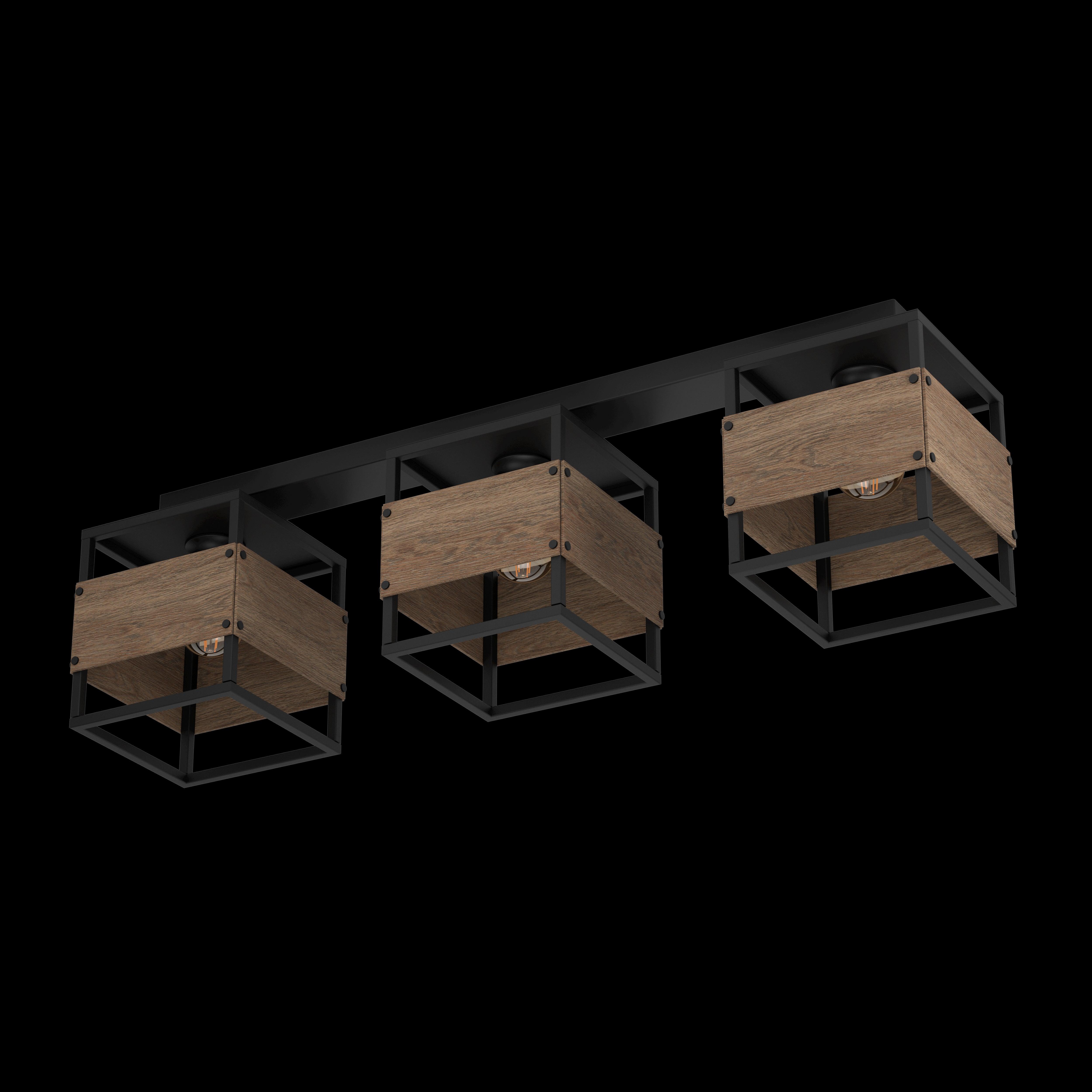 Eglo Evesham 3-Light Flush Mount Ceiling Light Fixture in Brown & Black - Perfect for Bedroom, Kitchen, or Hallway Lighting