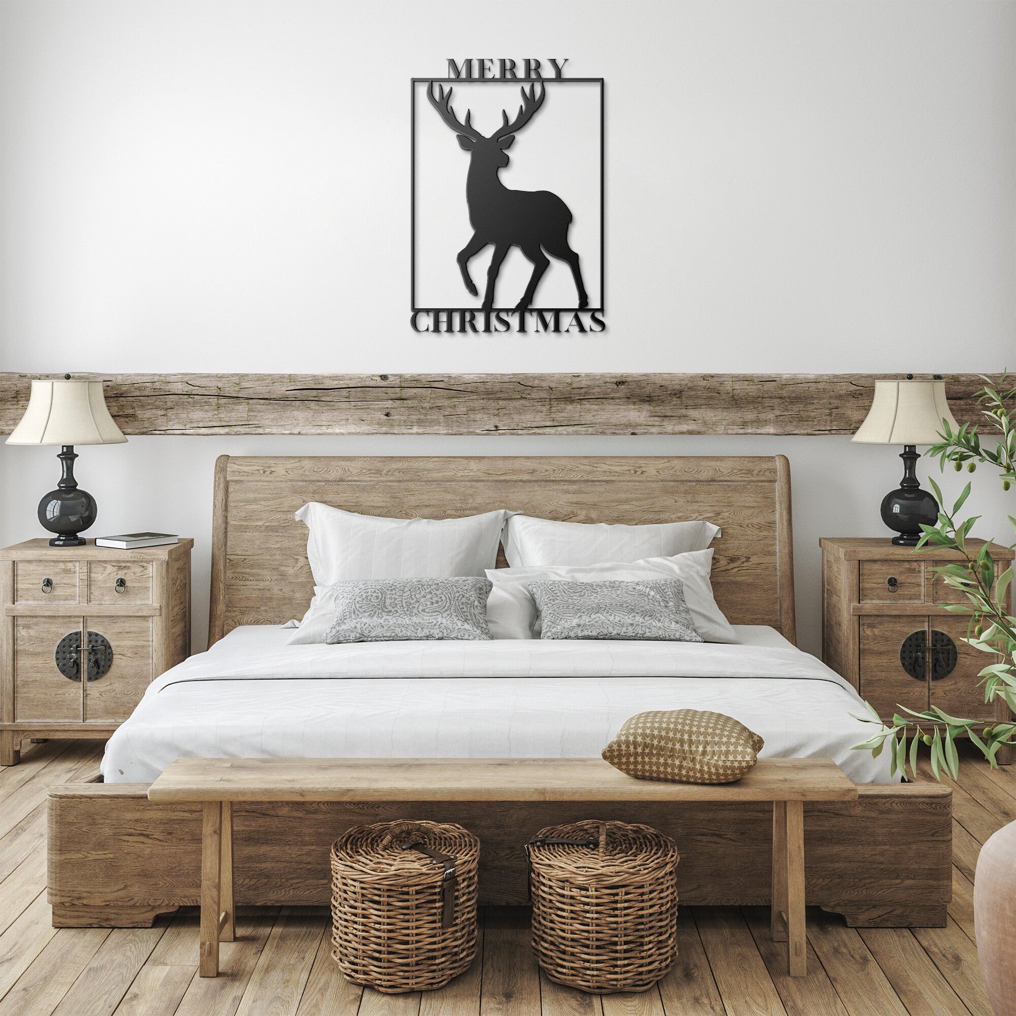 Merry Christmas Metal Wall Art Decor - Holiday Steel Seasonal Home Decor for Living Room, Bedroom & Office