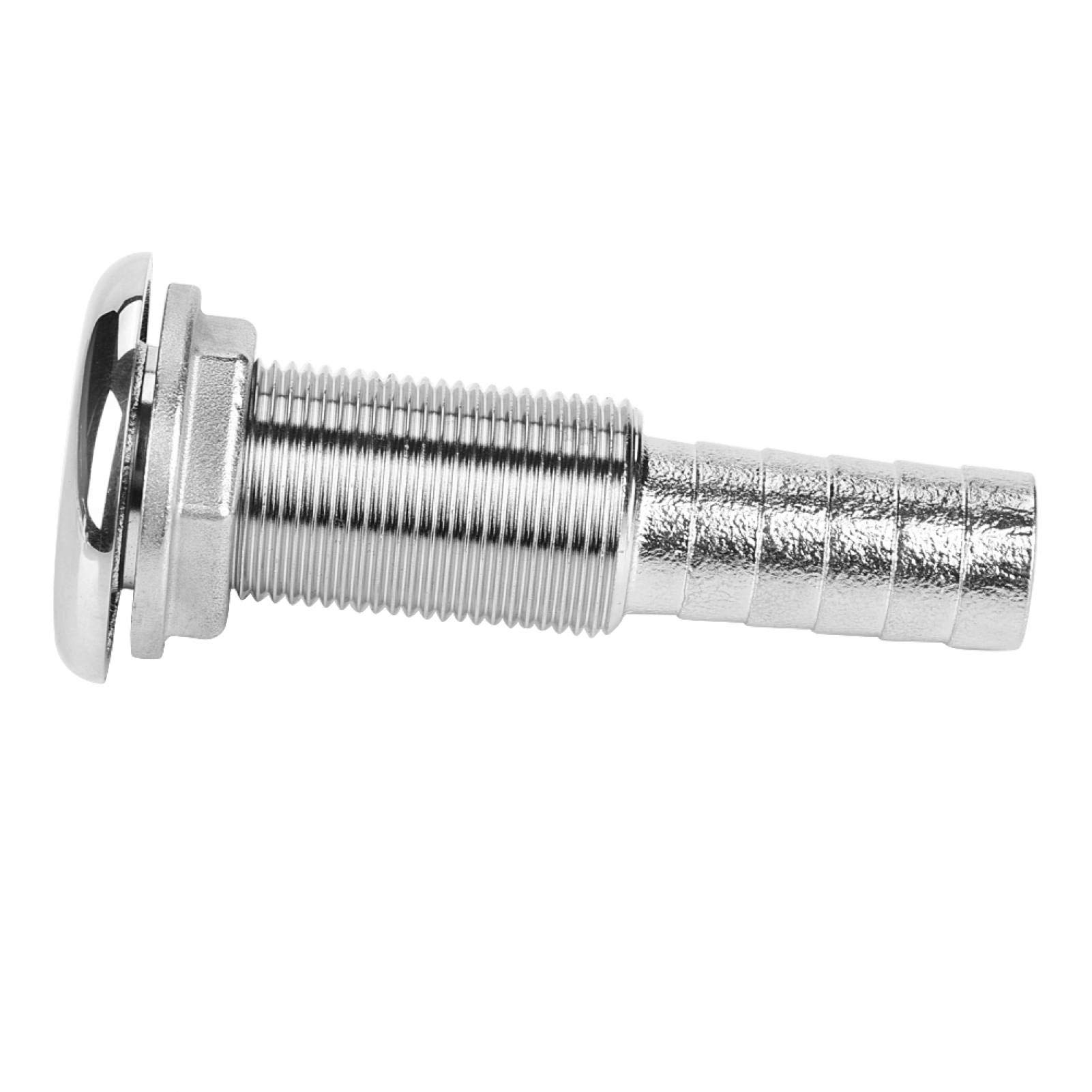 Stainless Steel Barbed Hose Thru Drain - Marine Thru-Hull Fitting for Boat Plumbing