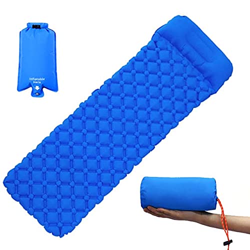 **Ultra-Light Inflatable Camping Mattress - Waterproof & Damp-Proof Portable Sleeping Pad with Pillow (3-Piece Set, Blue) - Perfect for Hiking, Backpacking & Outdoor Adventures**