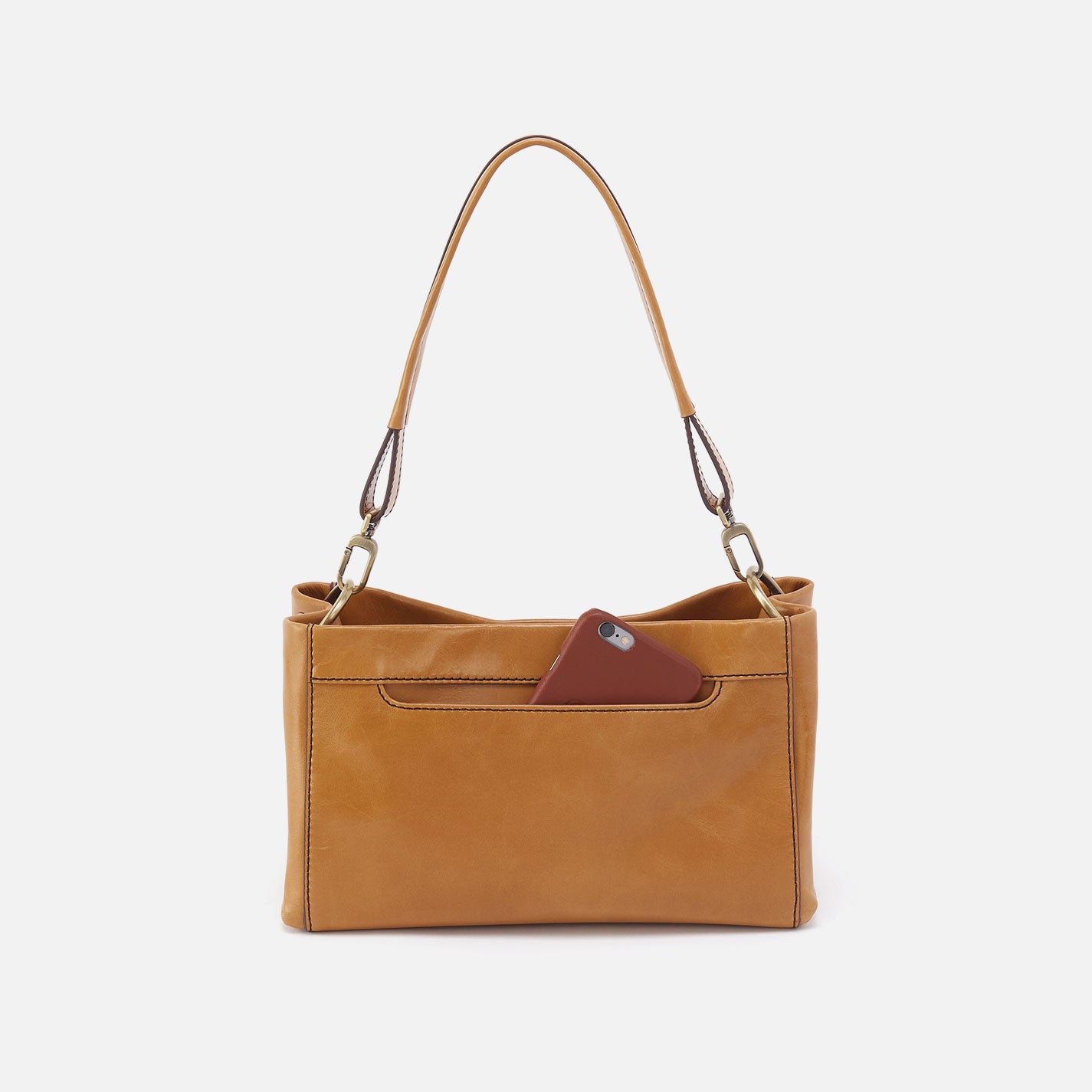 Premium Seneca Shoulder Crossbody Bag in Polished Leather - Natural Tan Color - Stylish & Durable for Work, Travel & Everyday Use