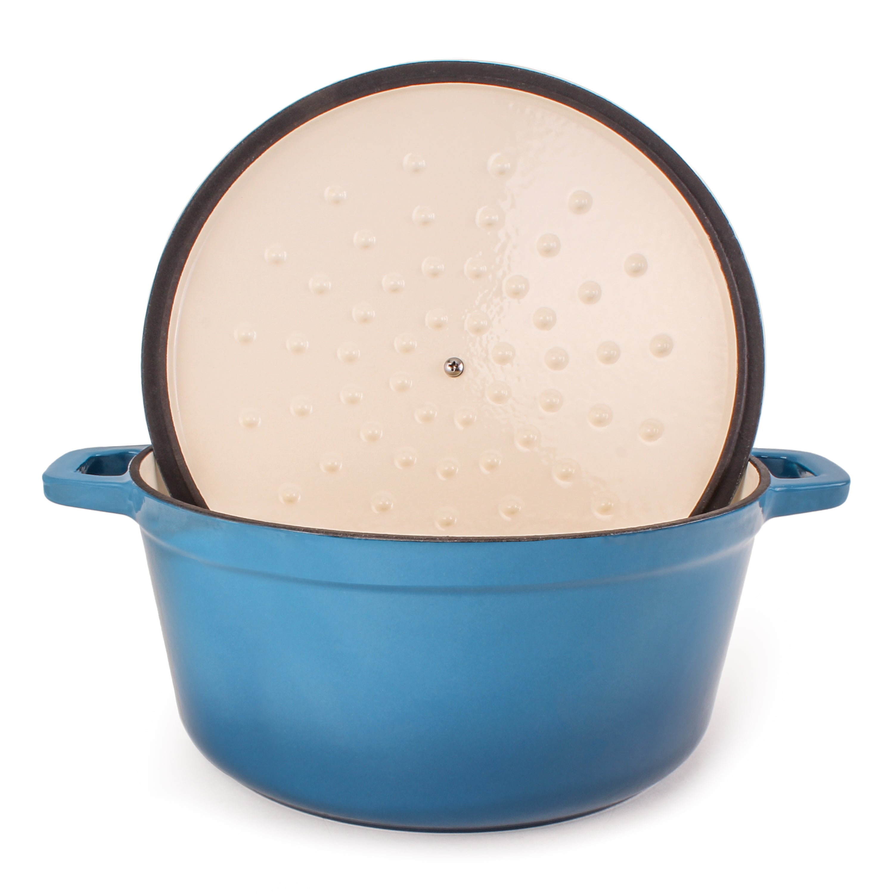 BergHOFF Neo 4-Piece Cast Iron Cookware Set - 5qt & 7qt Dutch Ovens with Matching Lids, Blue Enamel Coating - Perfect for Braising, Stewing & Baking - Ideal for Home Cooking, Camping & Outdoor Use