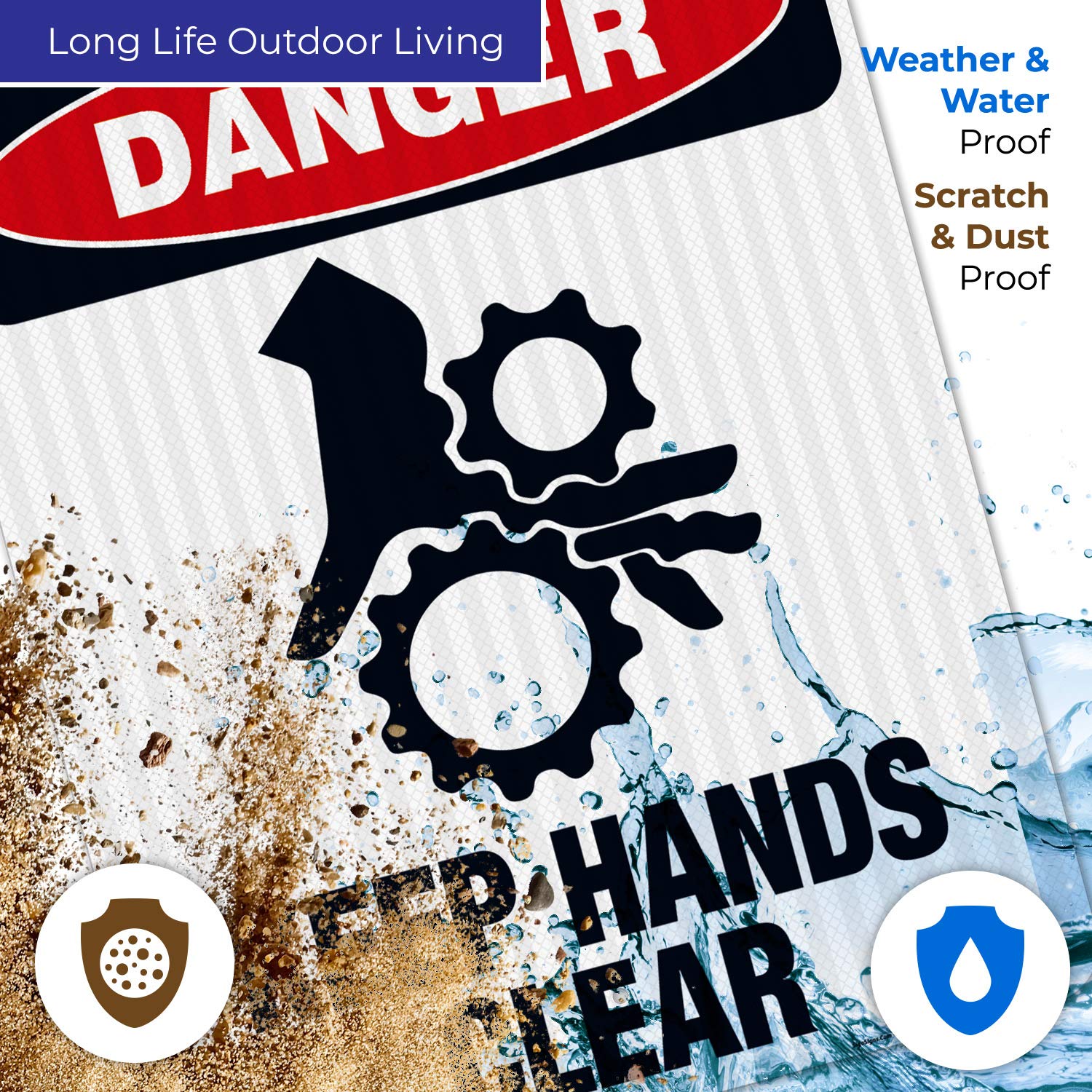 Danger Keep Hands Clear Sign - OSHA Compliant 24x30 Inches, 3M EGP Reflective Aluminum (SI-3905) | Fade Resistant for Indoor/Outdoor Use | Made in USA | Perfect for Construction Sites, Warehouses & Industrial Safety