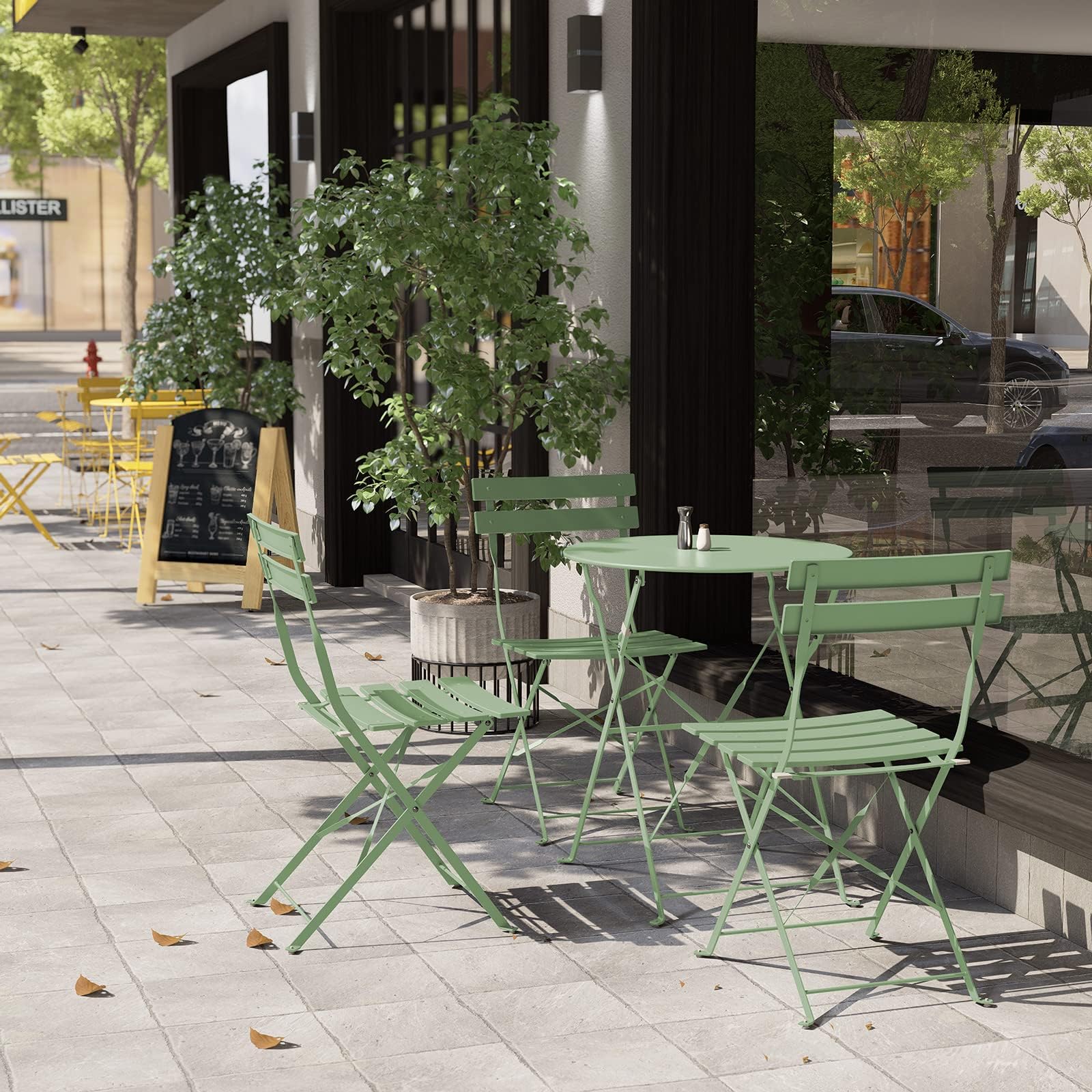 Premium Folding Patio Bistro Set - 3-Piece Outdoor Furniture with Table & Chairs in Sage Green - Perfect for Small Balconies, Gardens, and Backyard Relaxation
