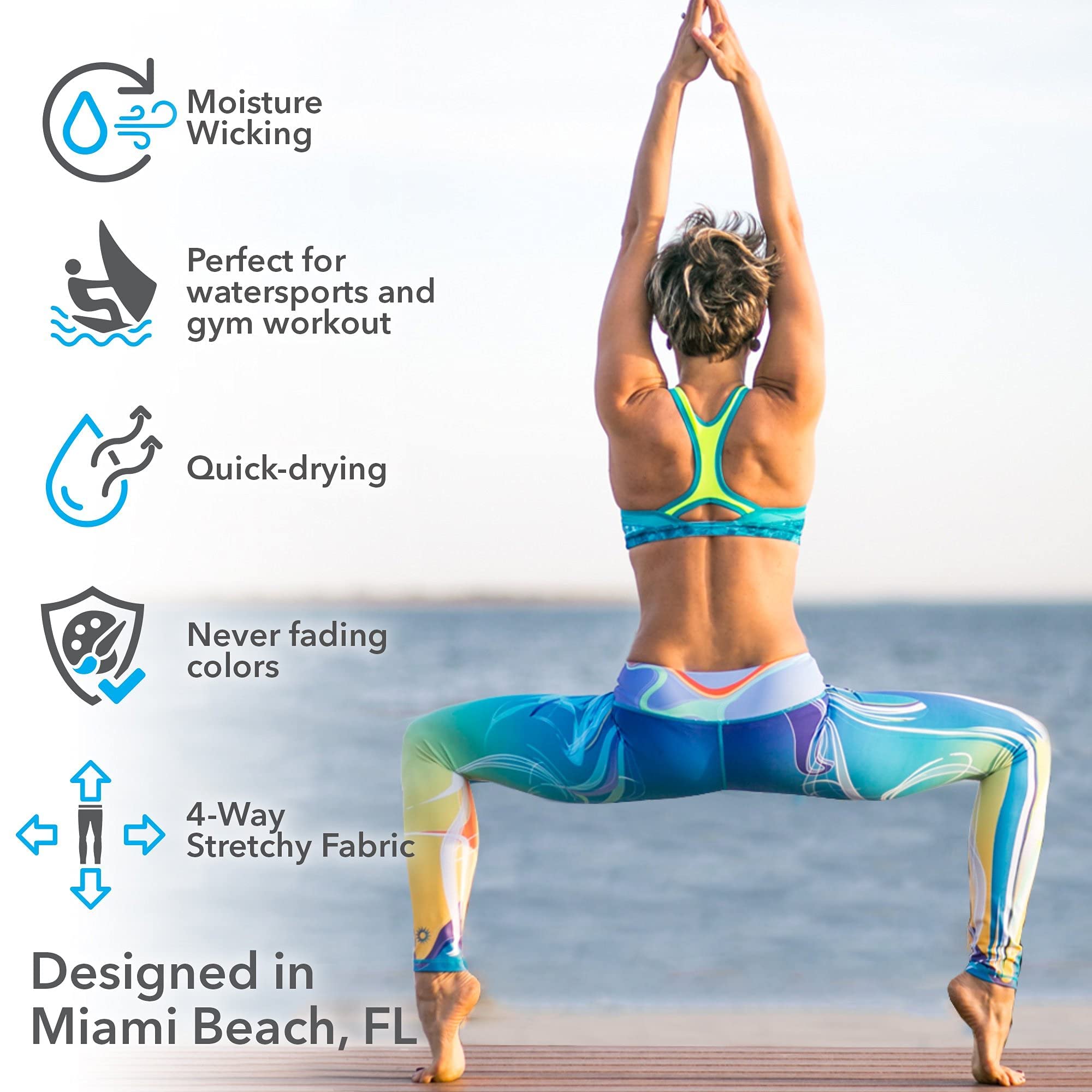 Women's High-Waisted Swim Workout Leggings - UPF 50+ Quick-Dry Wetsuit Pants for Surfing, Yoga & Beach Activities