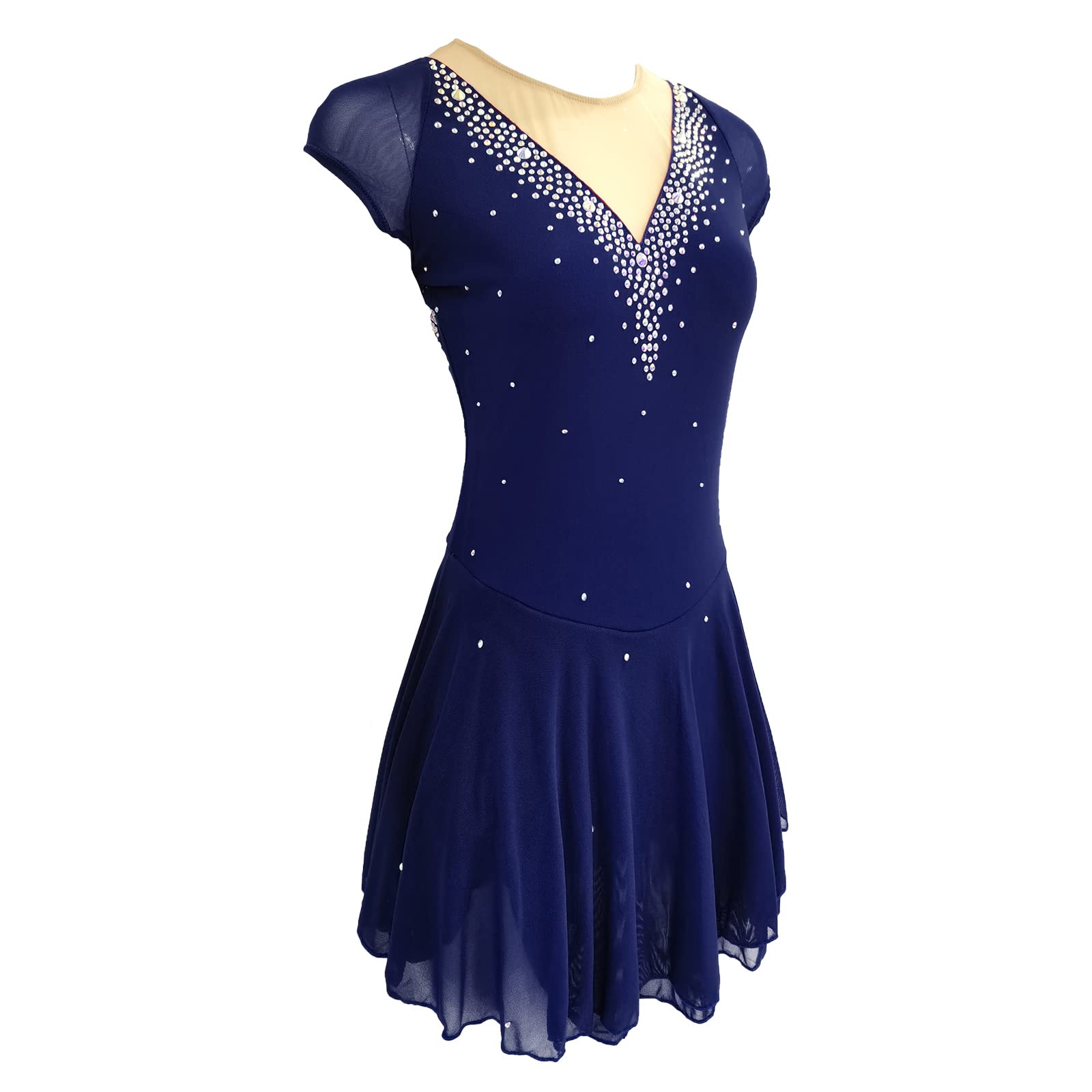 LIUHUO Sparkling Ice Skating Dress for Girls & Women - Rhinestone Competition Dance Costume for Kids - Perfect for Figure Skating, Performances & Recitals